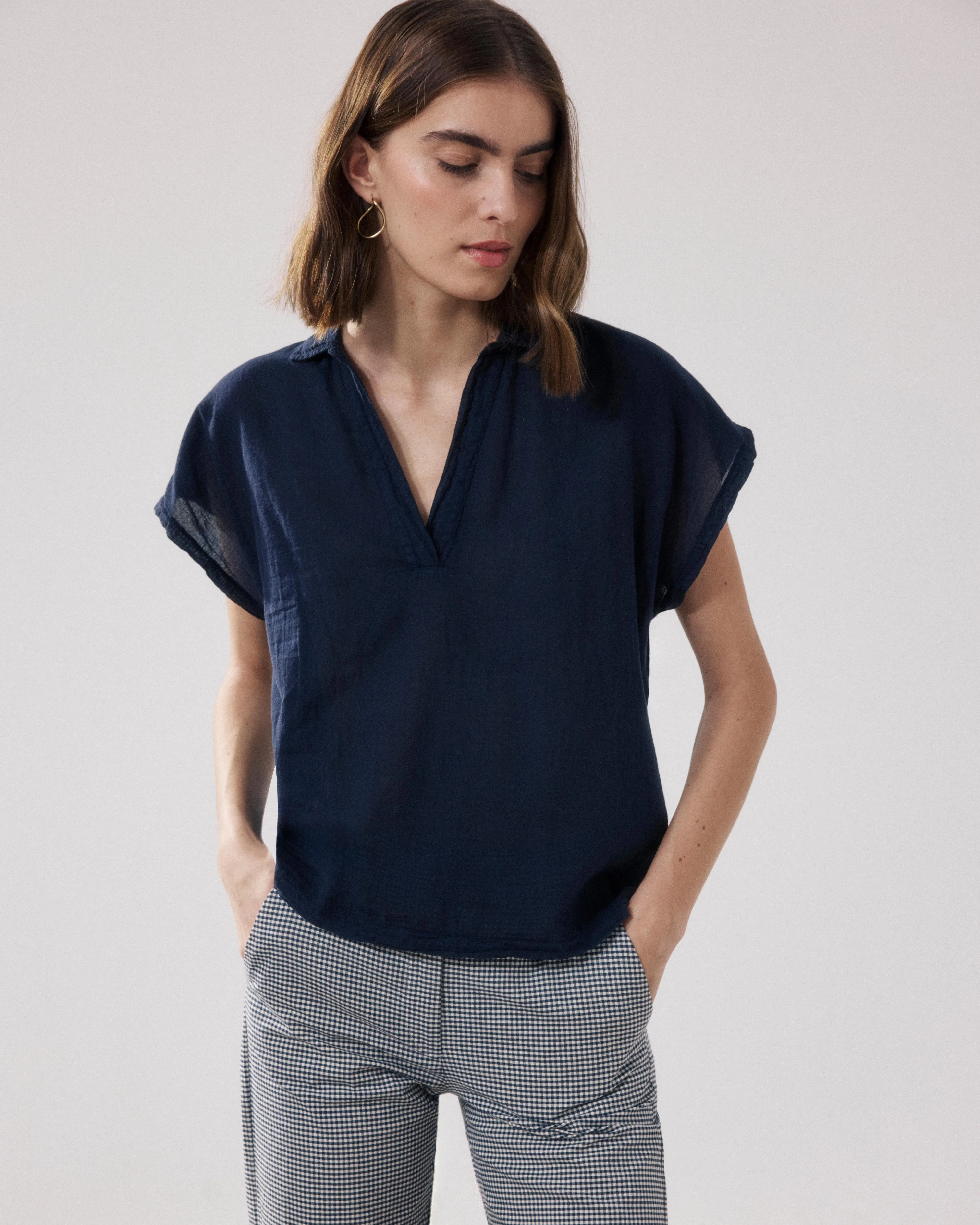 T-Shirt Femme en Coton Bi-Matière Bleu Nuit Tuggen sold by Hartford