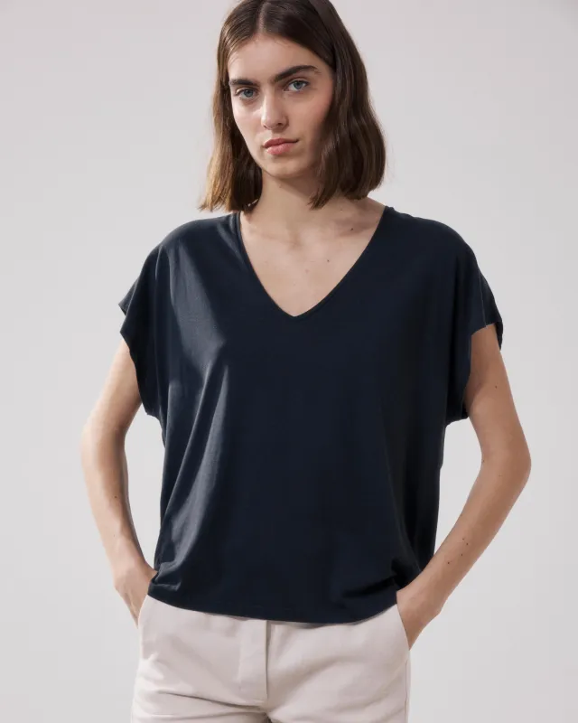 T-Shirt Femme en Lyocell & Coton Noir Tokiyo sold by Hartford