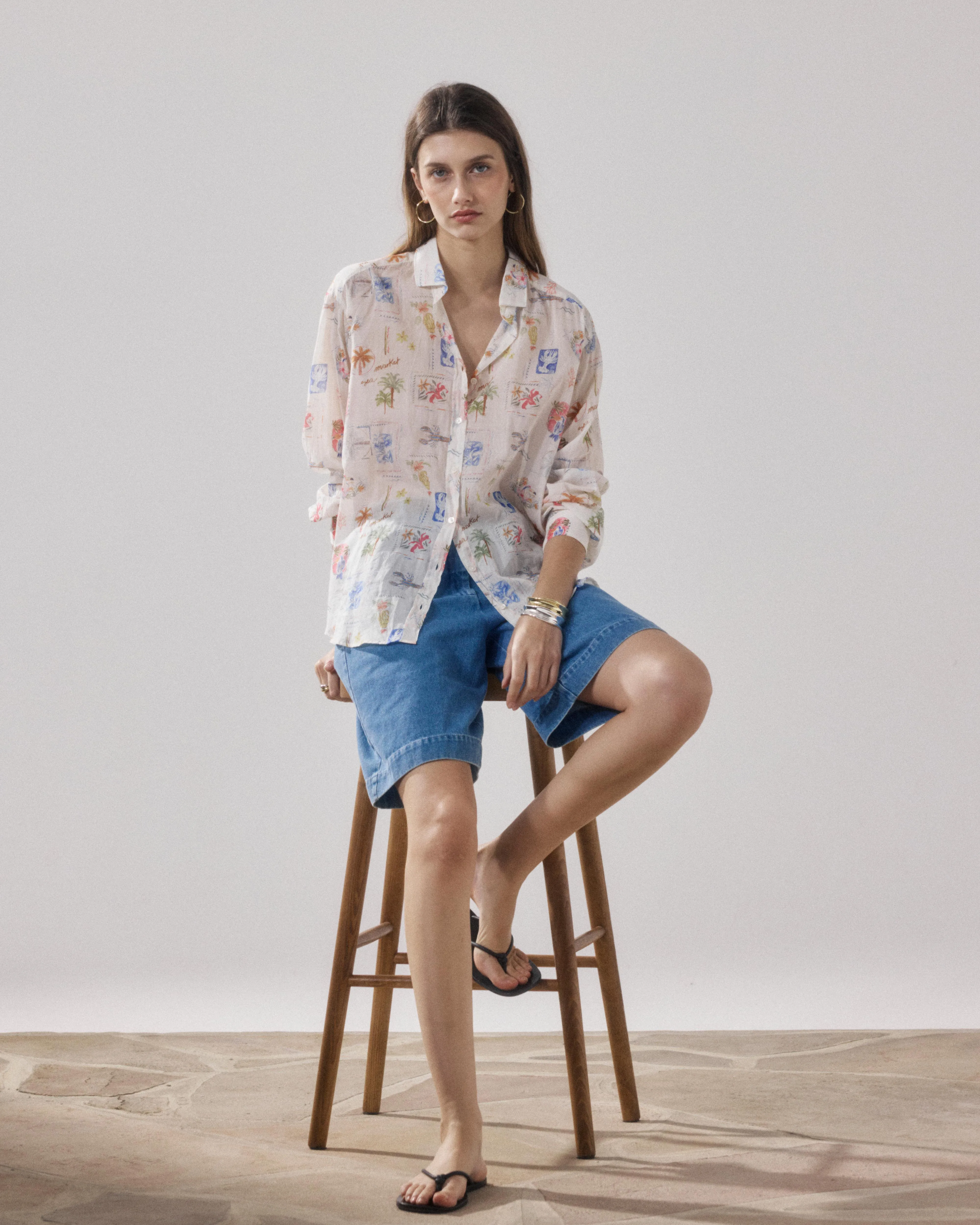 Chemise Femme en Coton Imprimé Blanc & Multicouleur Charlot sold by Hartford product image thumbnail 3