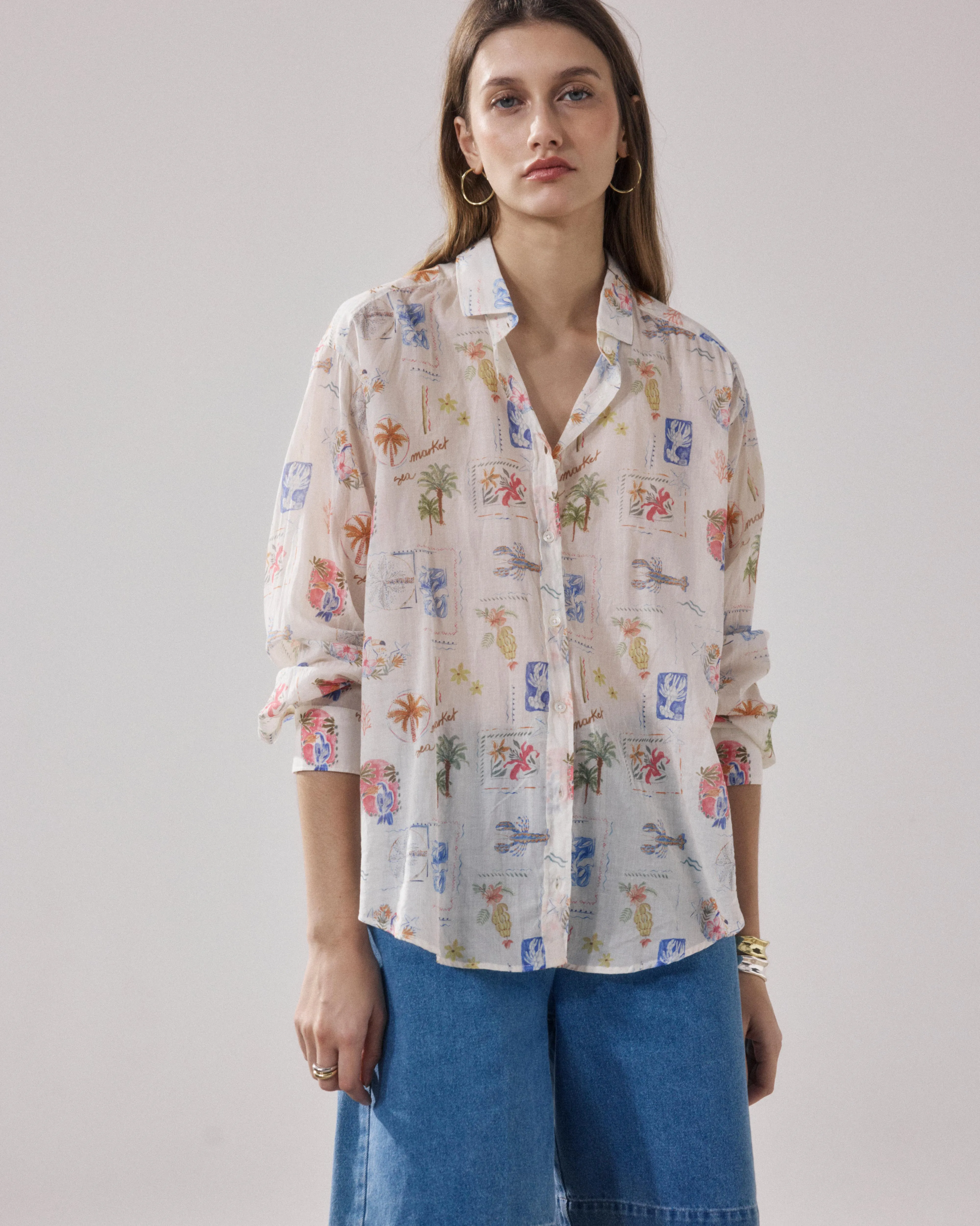 Chemise Femme en Coton Imprimé Blanc & Multicouleur Charlot sold by Hartford product image thumbnail 4