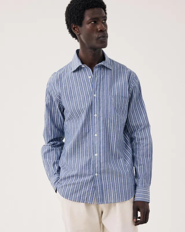Chemise Homme en Dobby Bleu & Ecru Paul made by Hartford