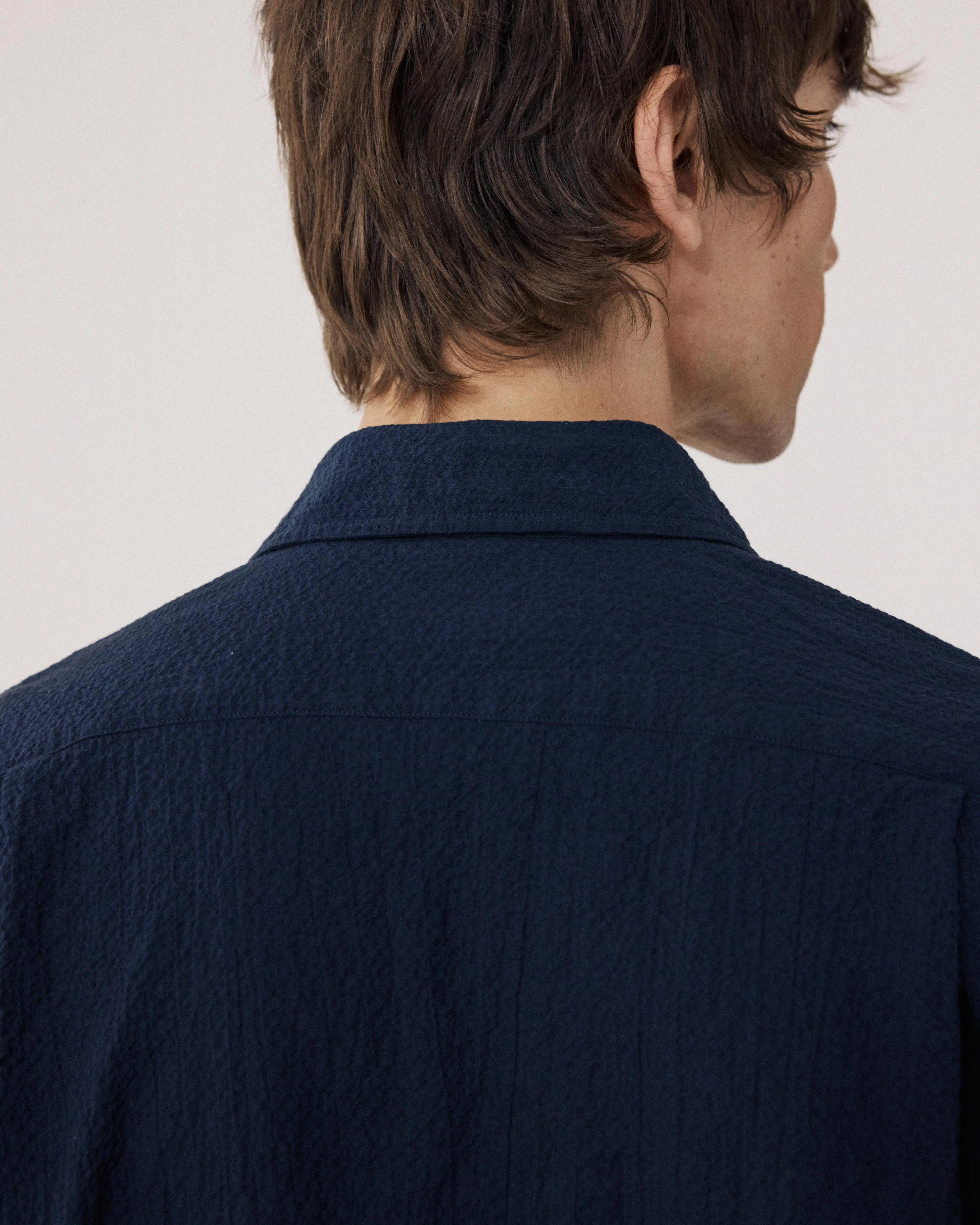 Chemise Homme en Seersucker Bleu Marine Pedro sold by Hartford product image thumbnail 5