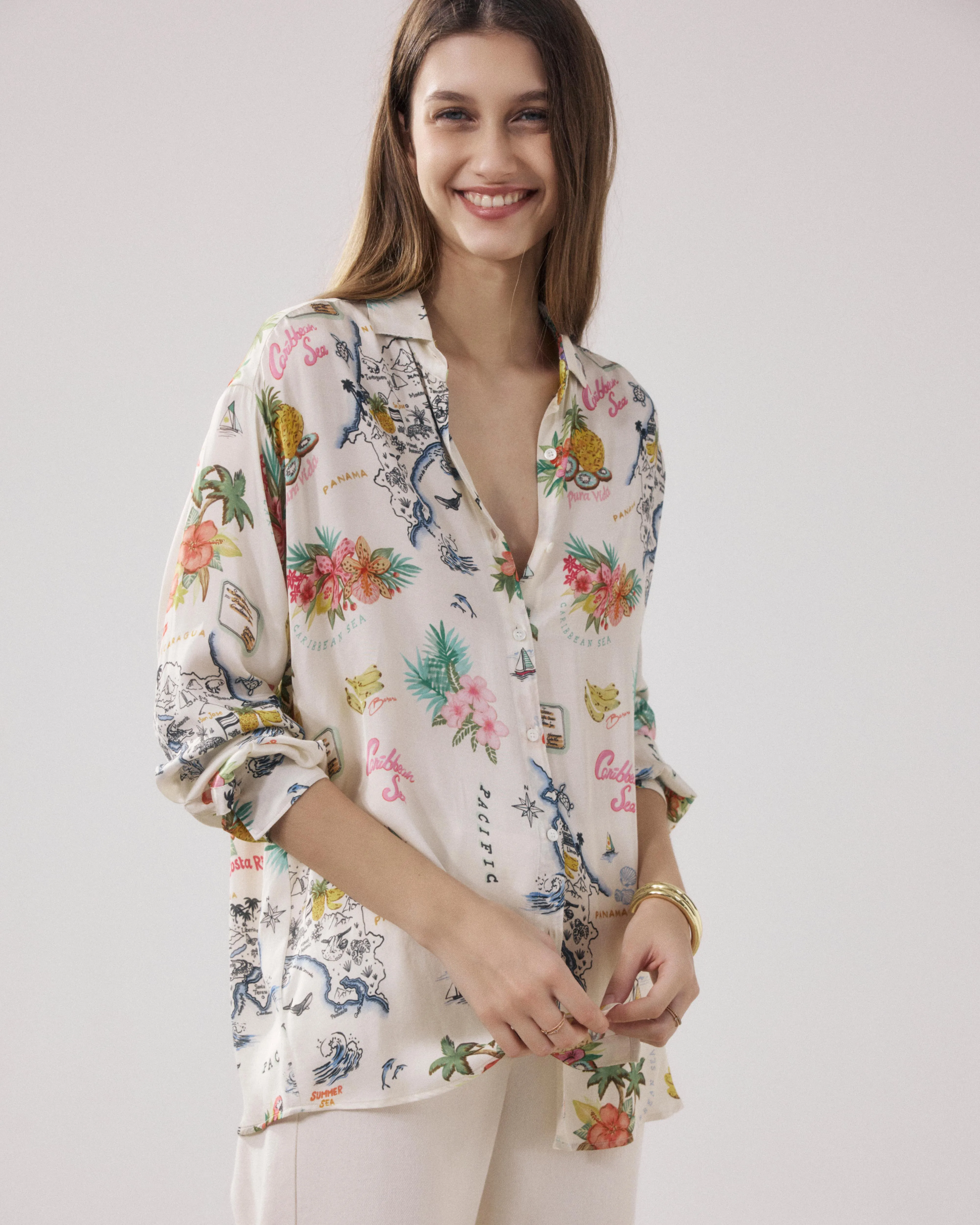 Chemise Femme en Viscose Ecru & Multicouleur Charlot sold by Hartford product image thumbnail 4