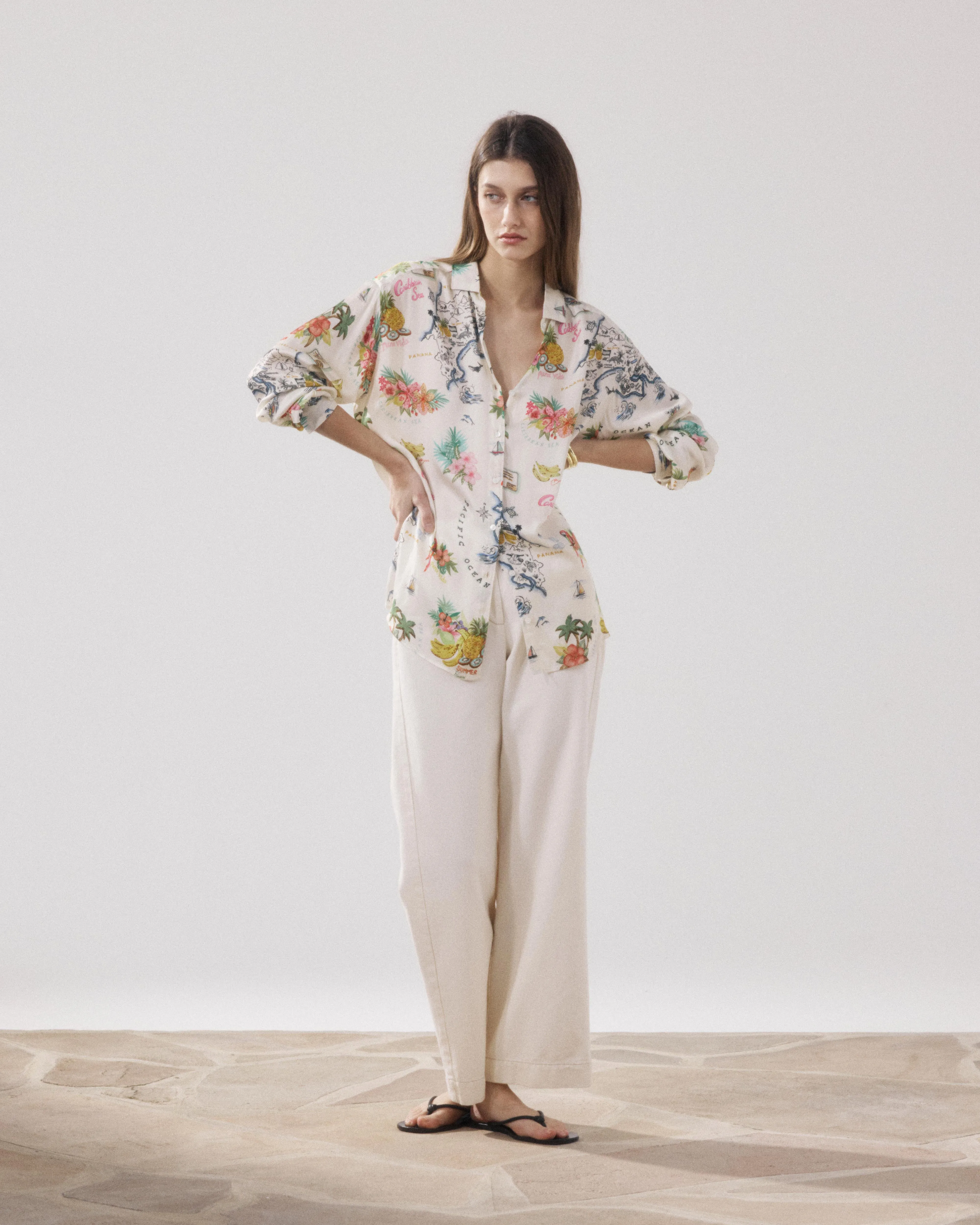 Chemise Femme en Viscose Ecru & Multicouleur Charlot sold by Hartford product image thumbnail 2