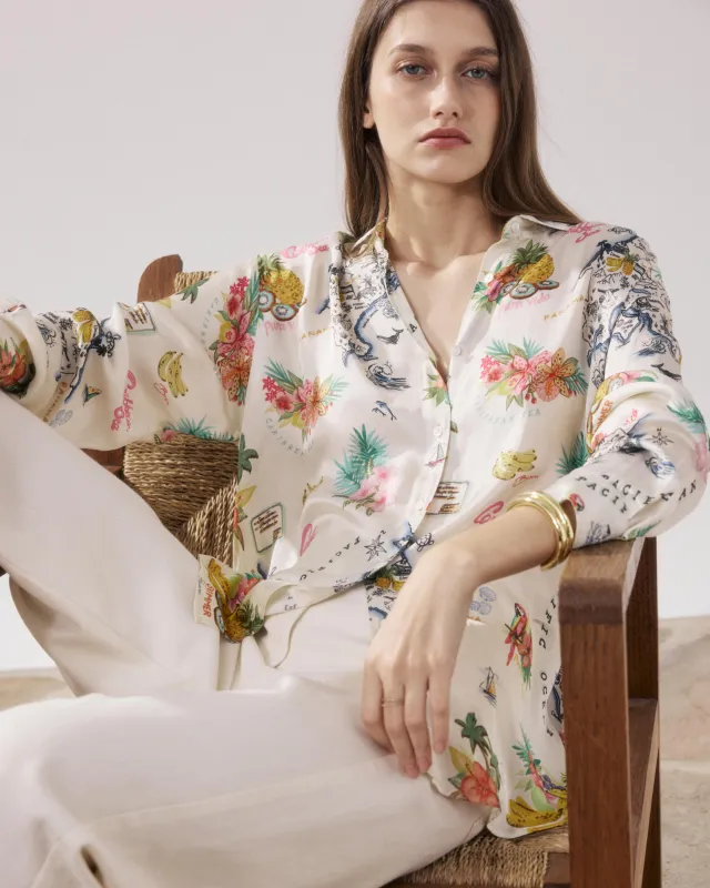 Chemise Femme en Viscose Ecru & Multicouleur Charlot sold by Hartford