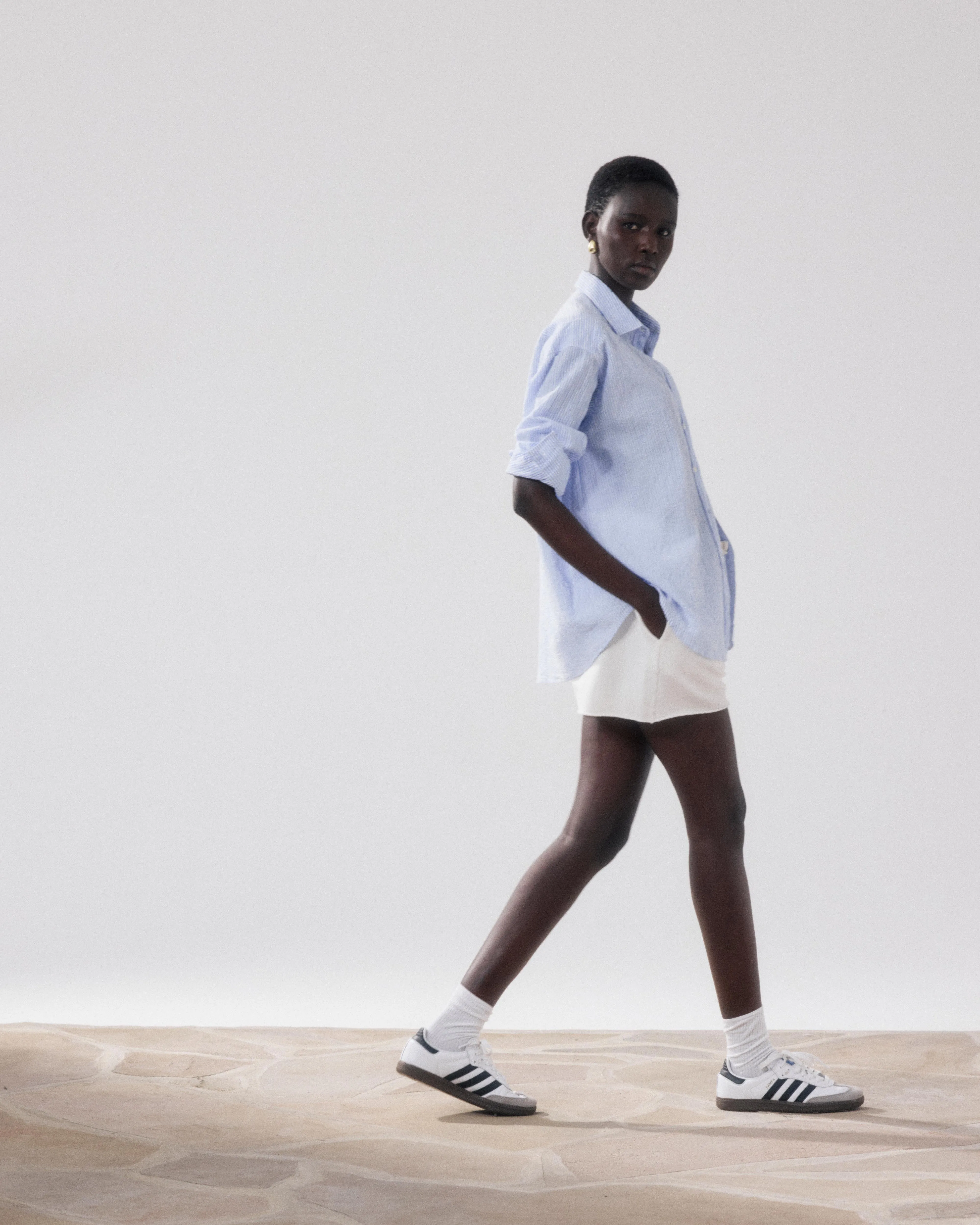 Chemise Femme en Seersucker Blanc & Bleu Charlot sold by Hartford product image thumbnail 2