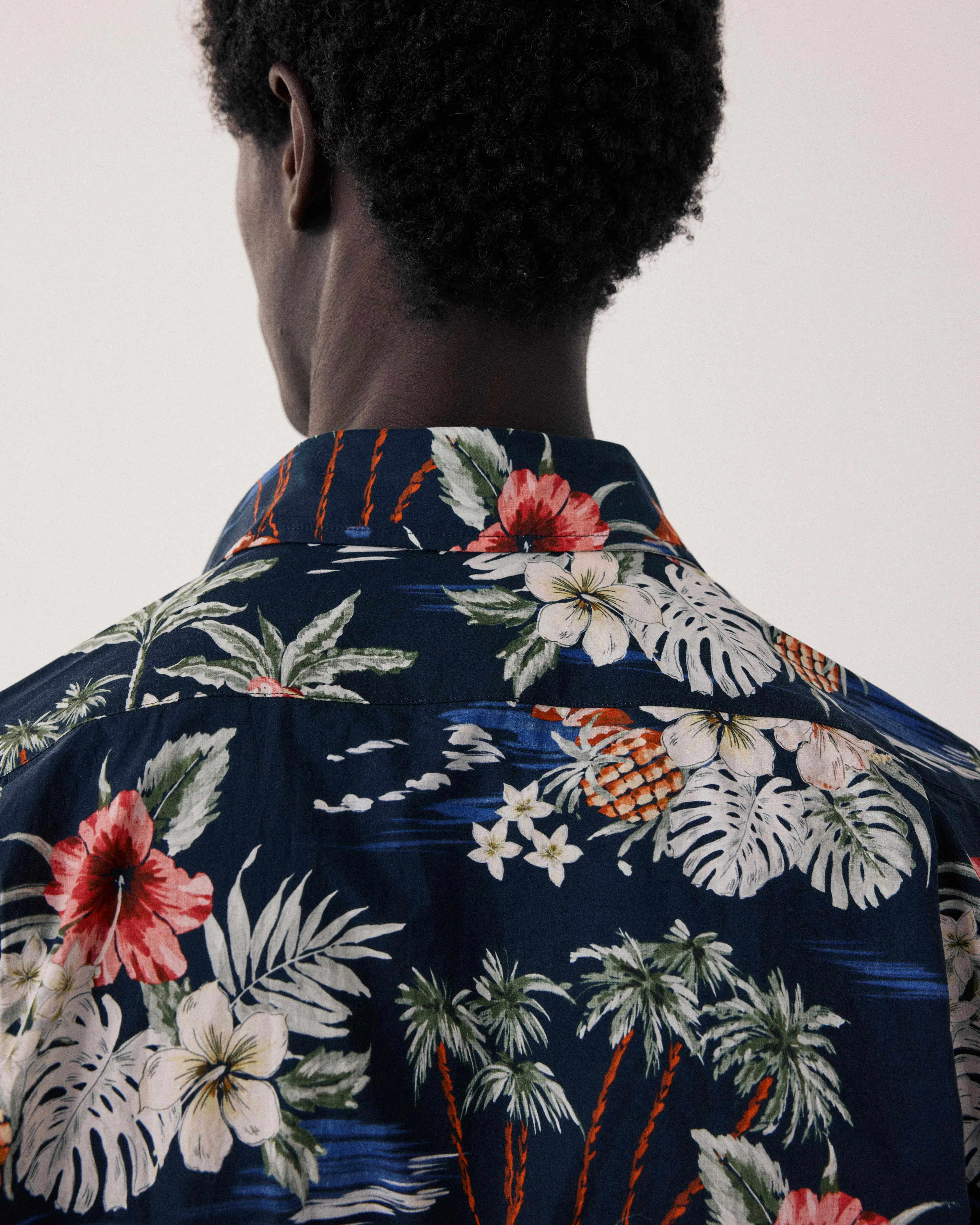 Chemise Homme en Coton Imprimé Tropical Bleu Marine Paul sold by Hartford product image thumbnail 4