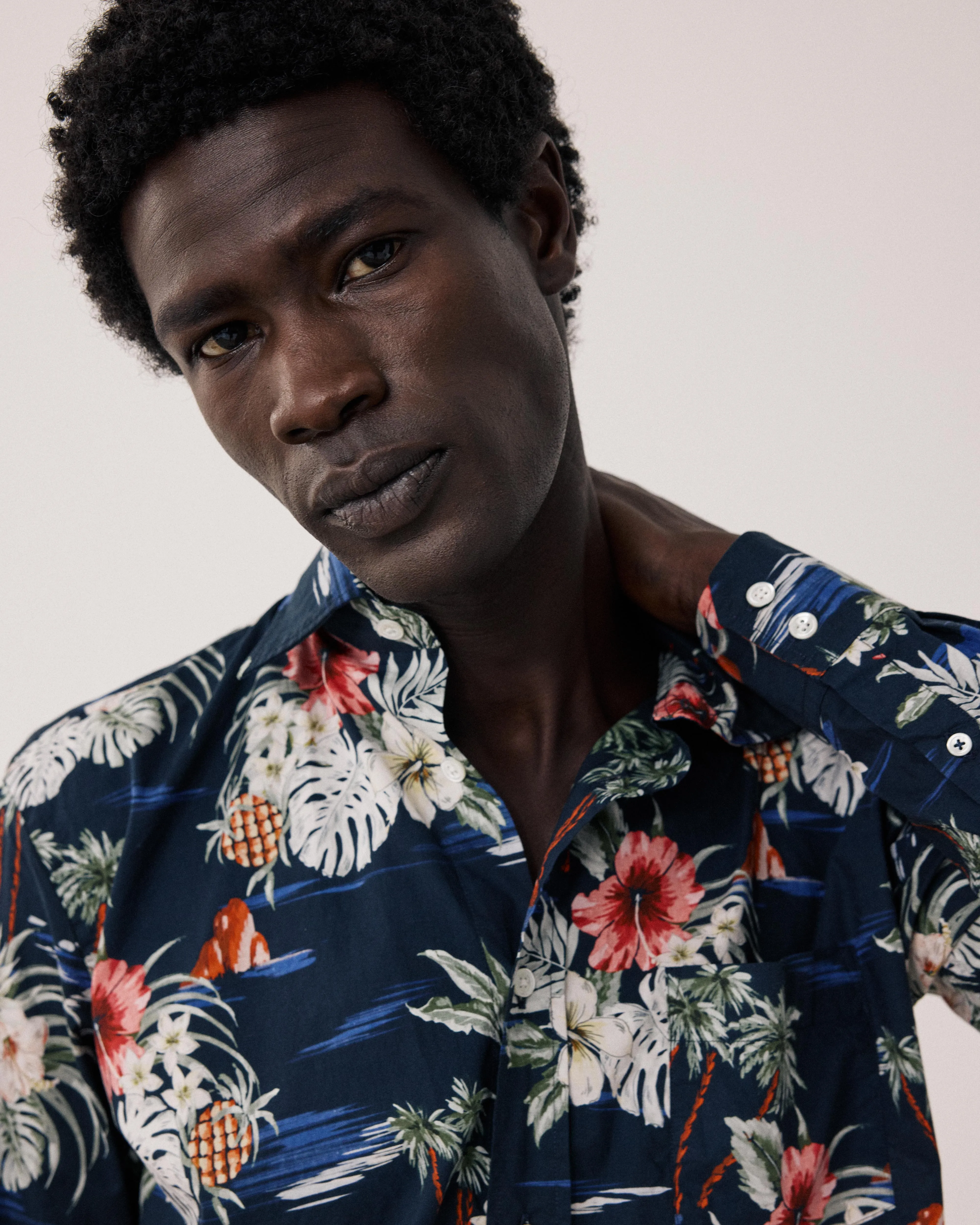 Chemise Homme en Coton Imprimé Tropical Bleu Marine Paul sold by Hartford product image thumbnail 3