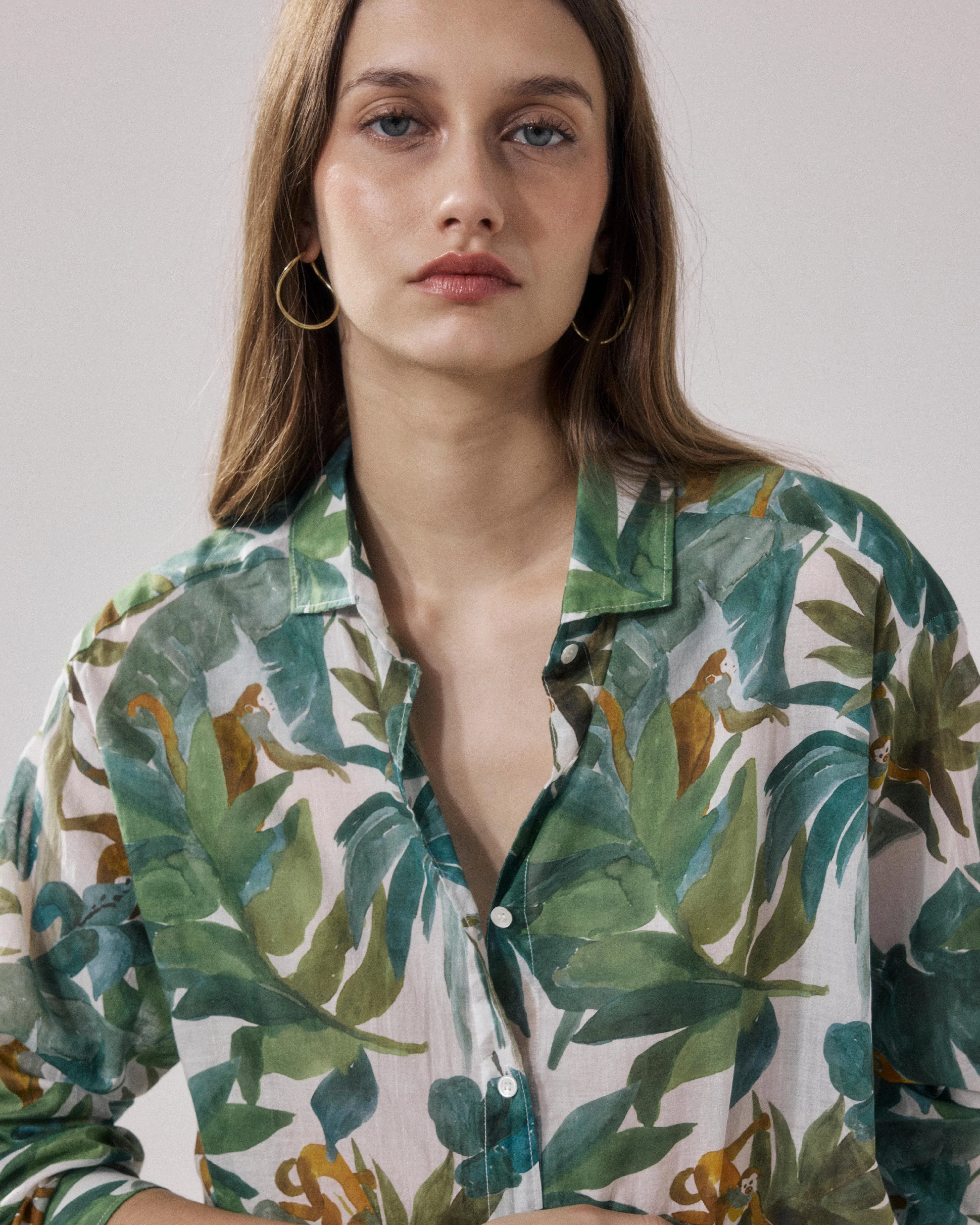 Chemise Femme en Coton Imprimé Blanc & Vert Charlot sold by Hartford product image thumbnail 4