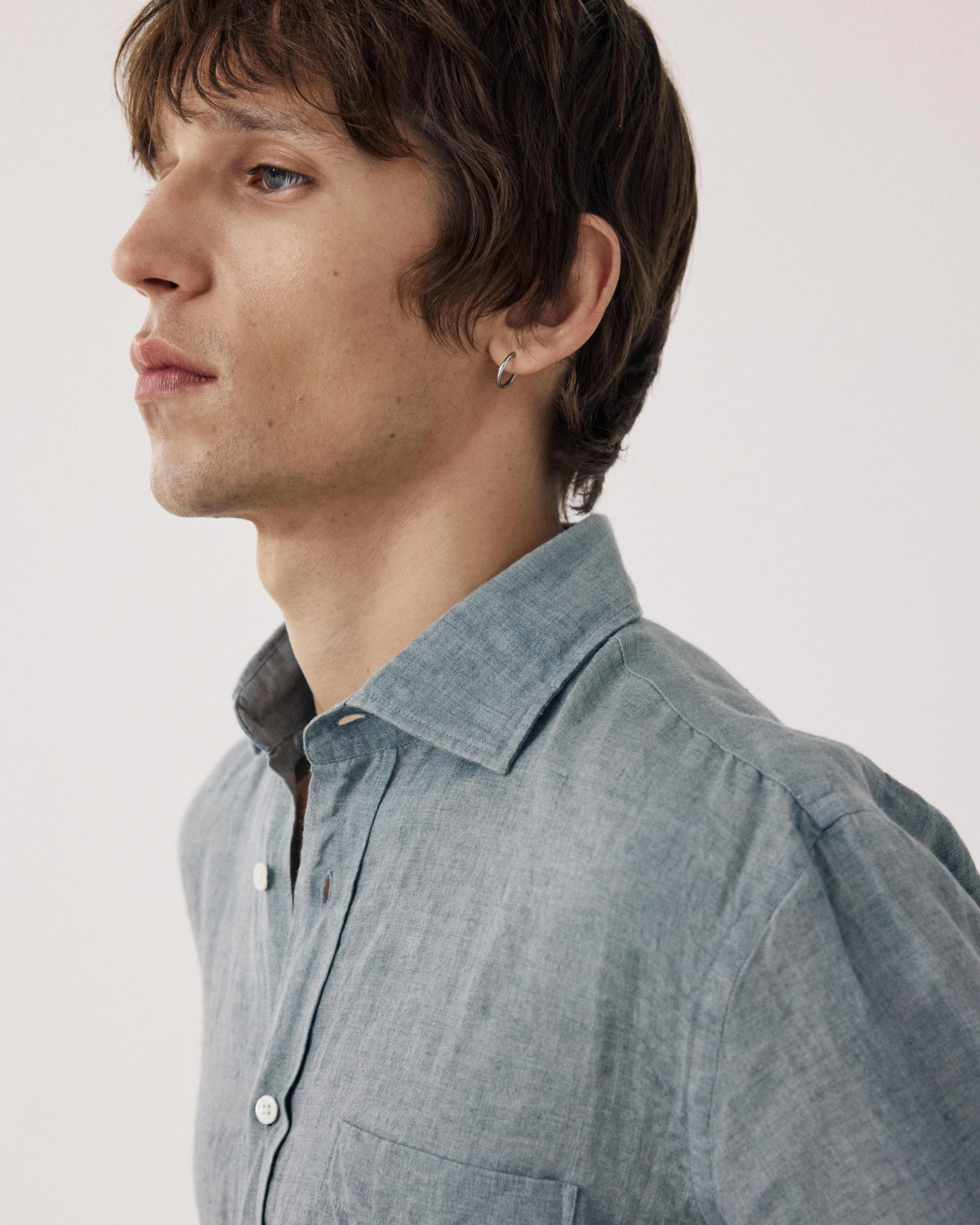 Chemise Homme en Chambray de Lin Vert Paul sold by Hartford product image thumbnail 3