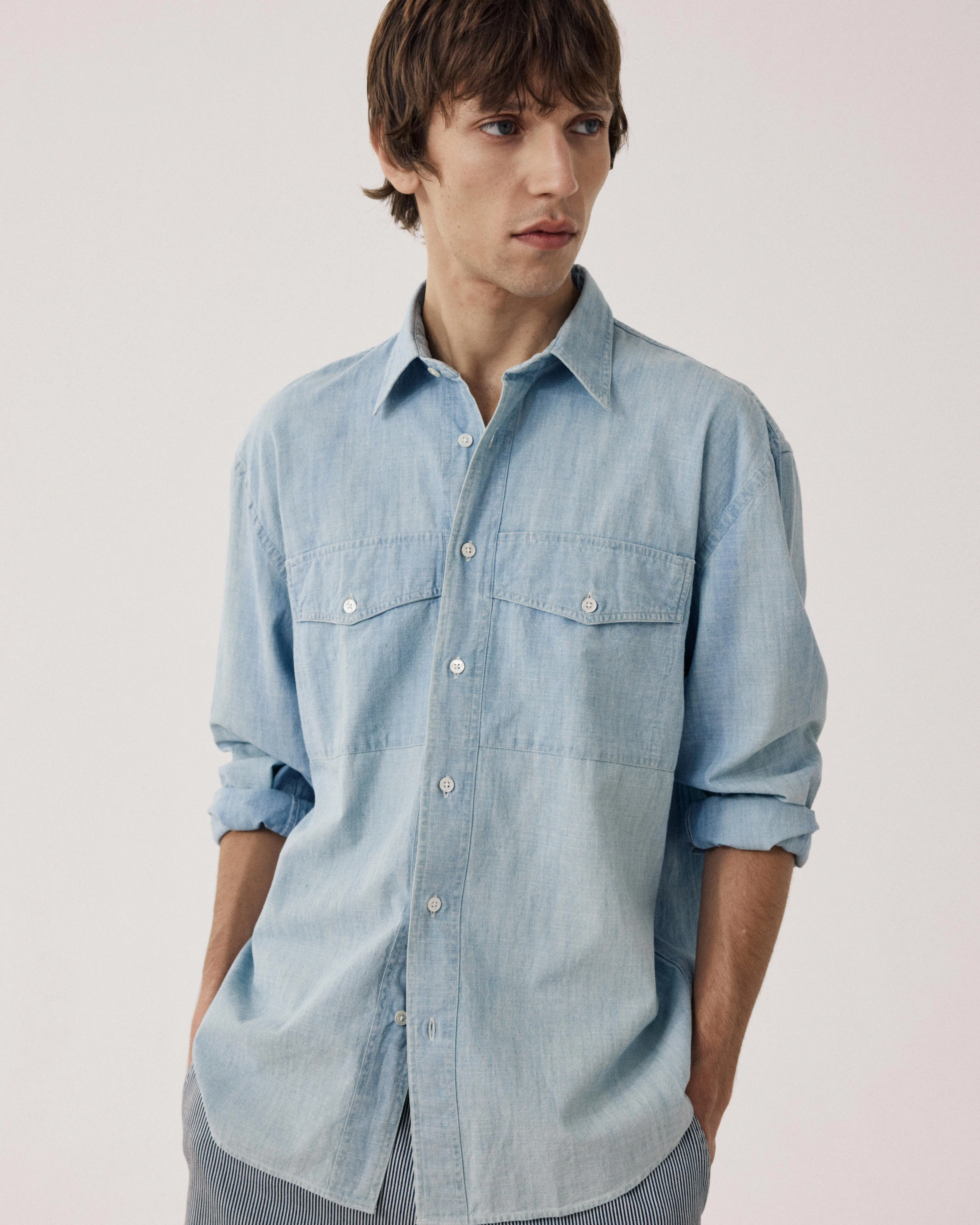 Chemise Homme en Chambray Léger Bleu Indigo Faith sold by Hartford product image thumbnail 4