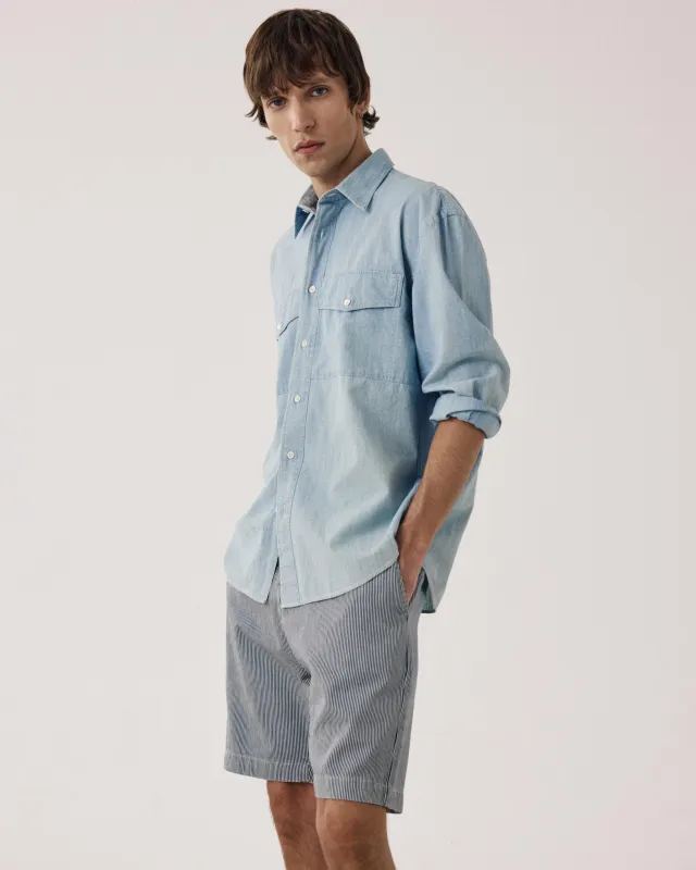 Chemise Homme en Chambray Léger Bleu Indigo Faith made by Hartford