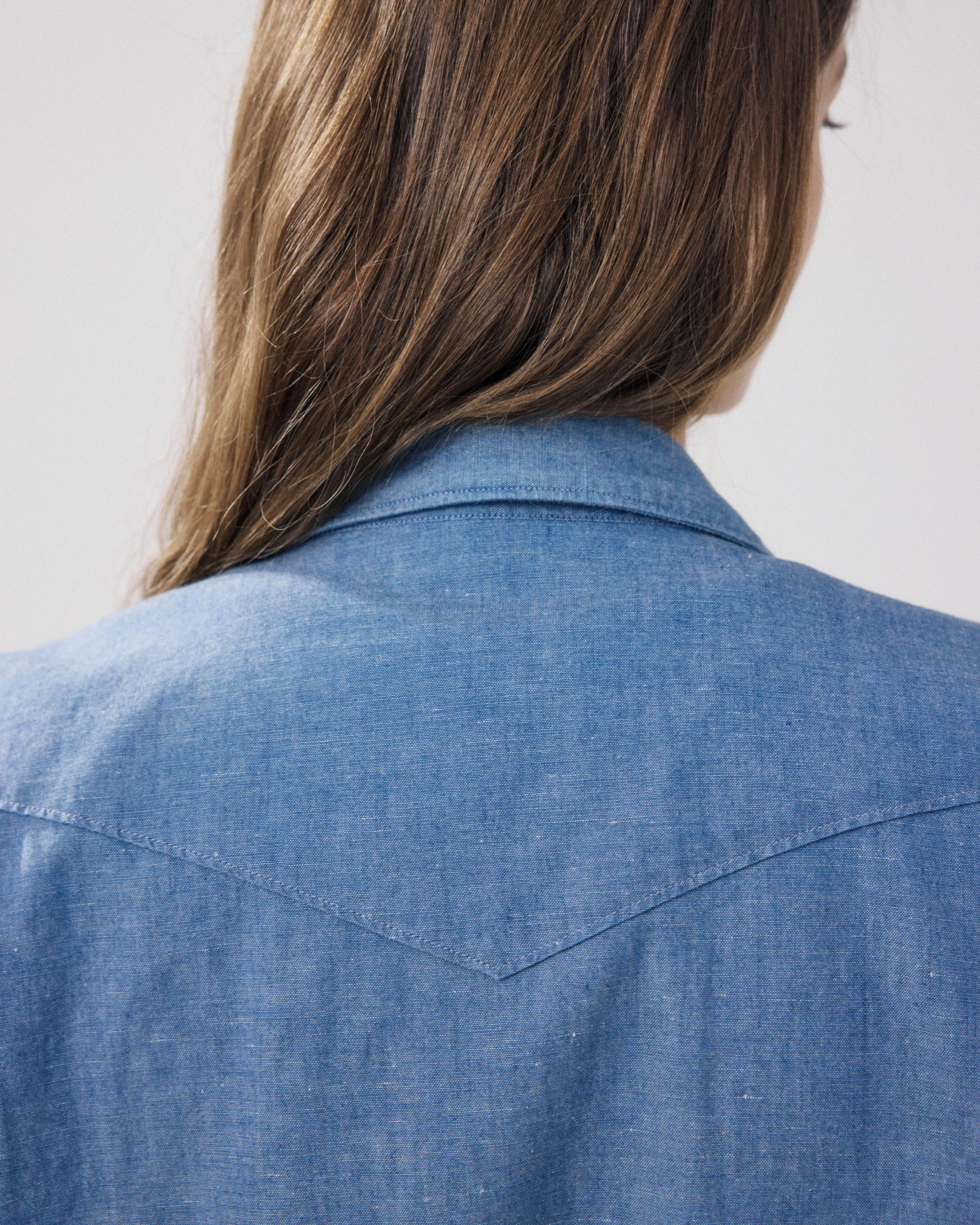 Chemise Femme en Coton & Lin Bleu Denim Cameron sold by Hartford product image thumbnail 5