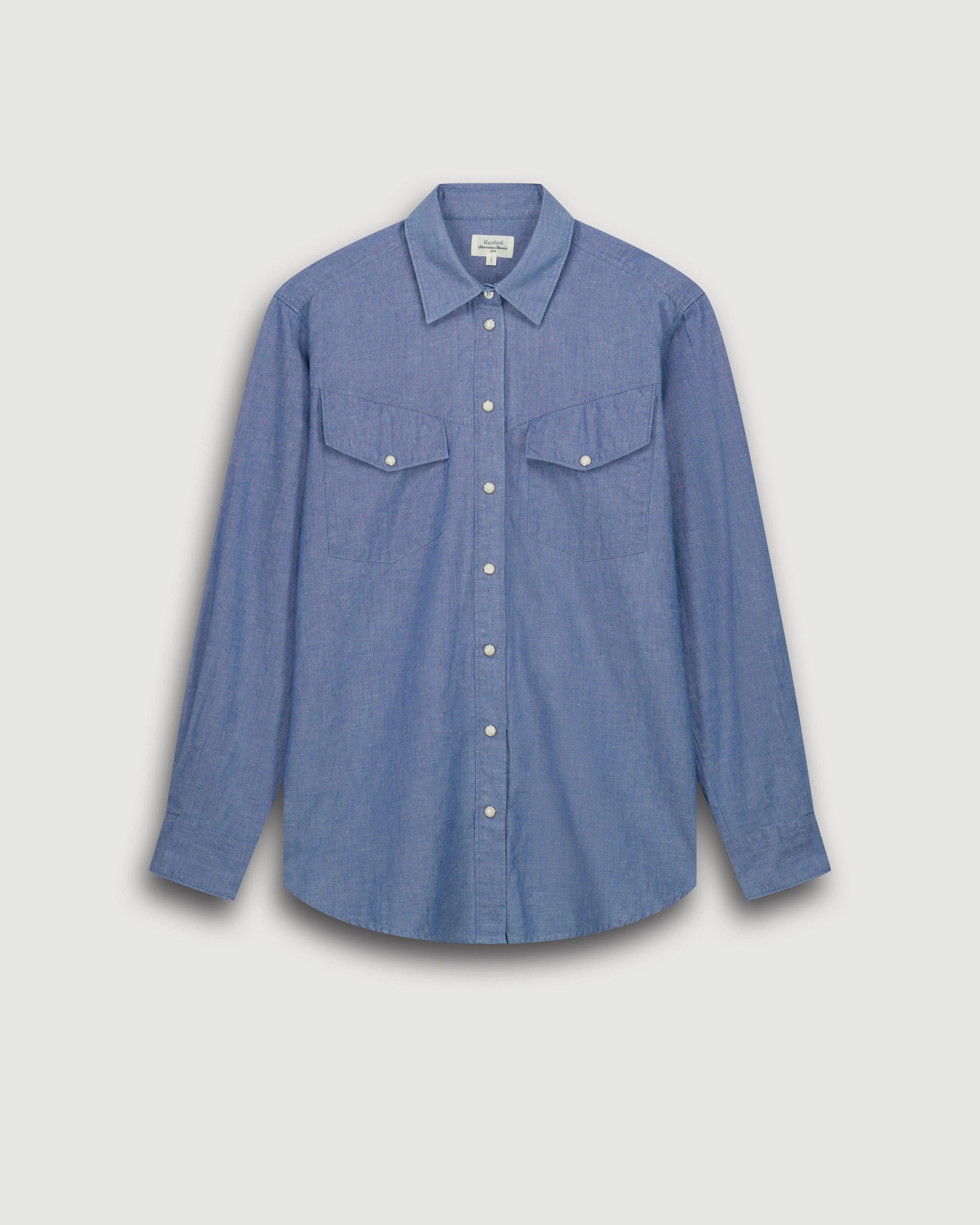 Chemise Femme en Coton & Lin Bleu Denim Cameron sold by Hartford product image thumbnail 3