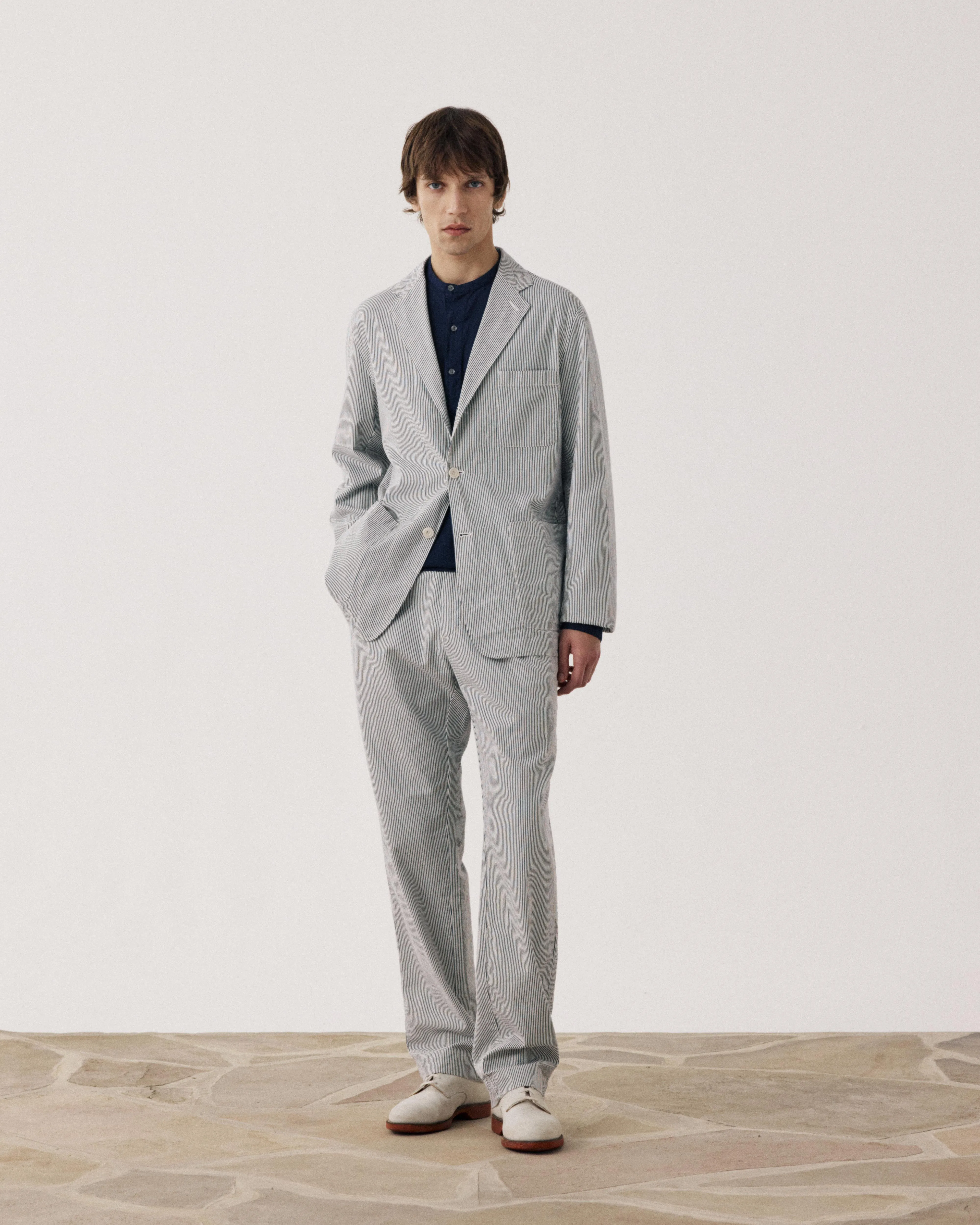 Veste Homme en Seersucker 'Canete' rayé Marine & Ecru Julian sold by Hartford product image thumbnail 2