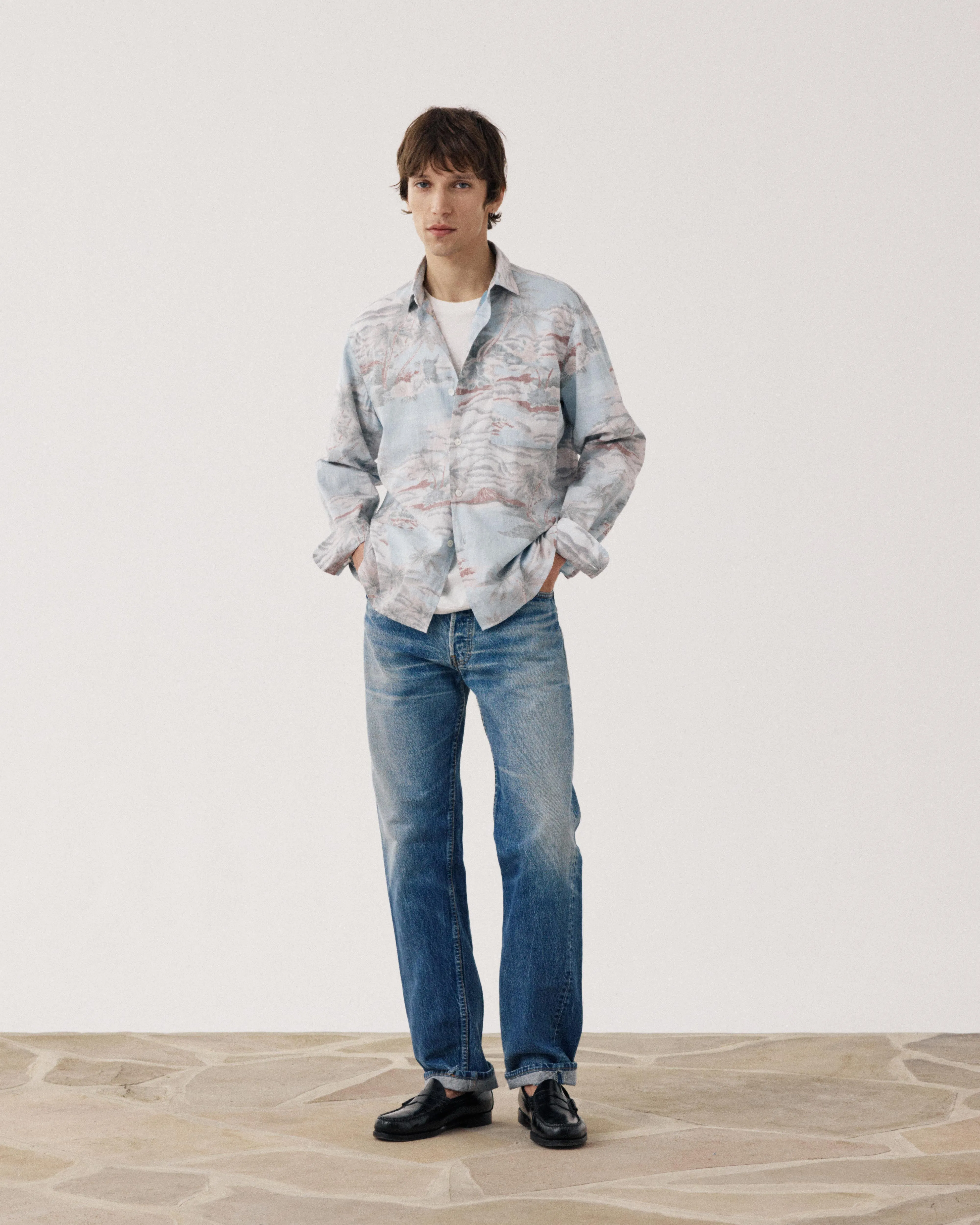 Chemise Homme en Coton Imprimé Hawaï Bleu Ciel Patt sold by Hartford product image thumbnail 2