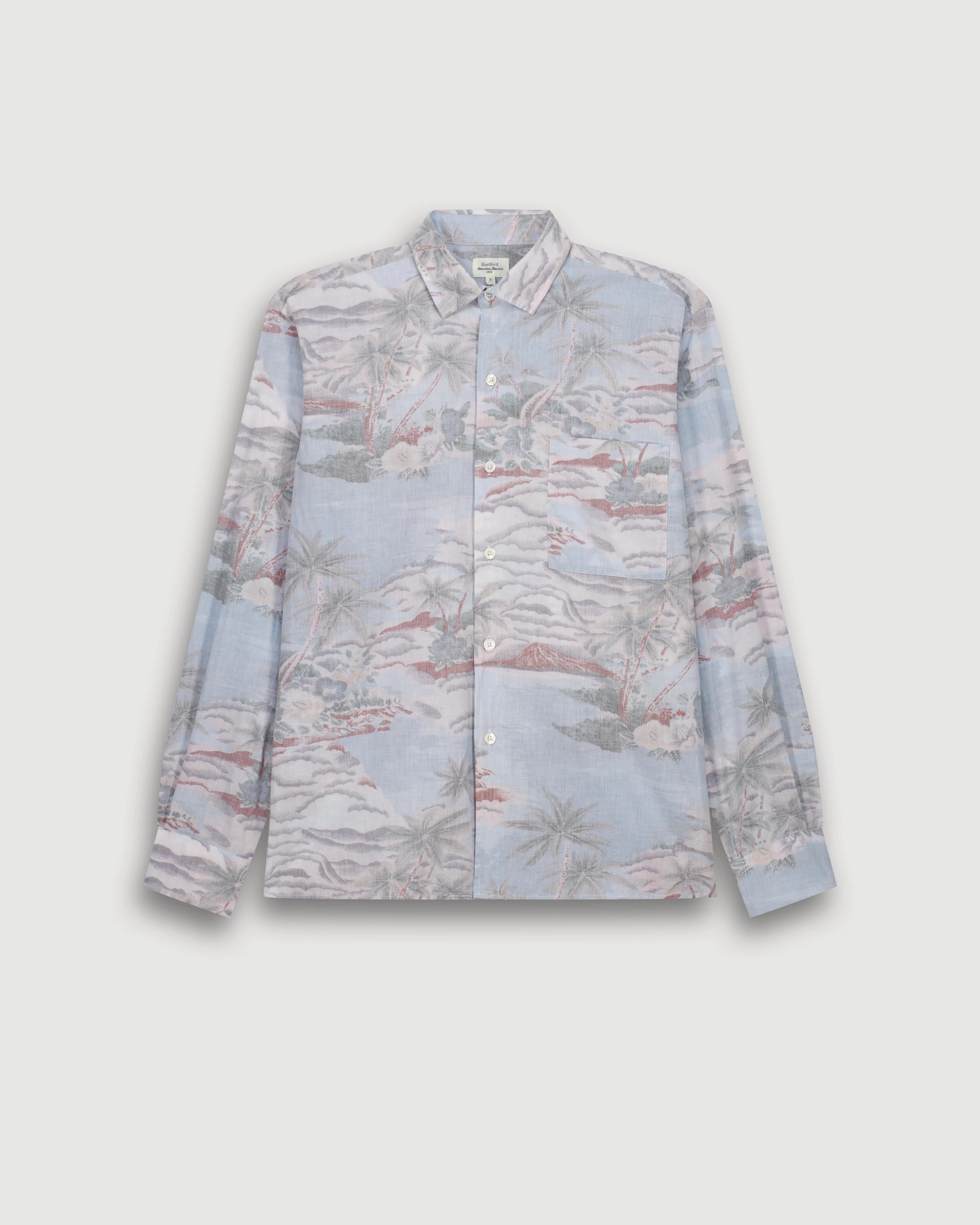 Chemise Homme en Coton Imprimé Hawaï Bleu Ciel Patt sold by Hartford product image thumbnail 3