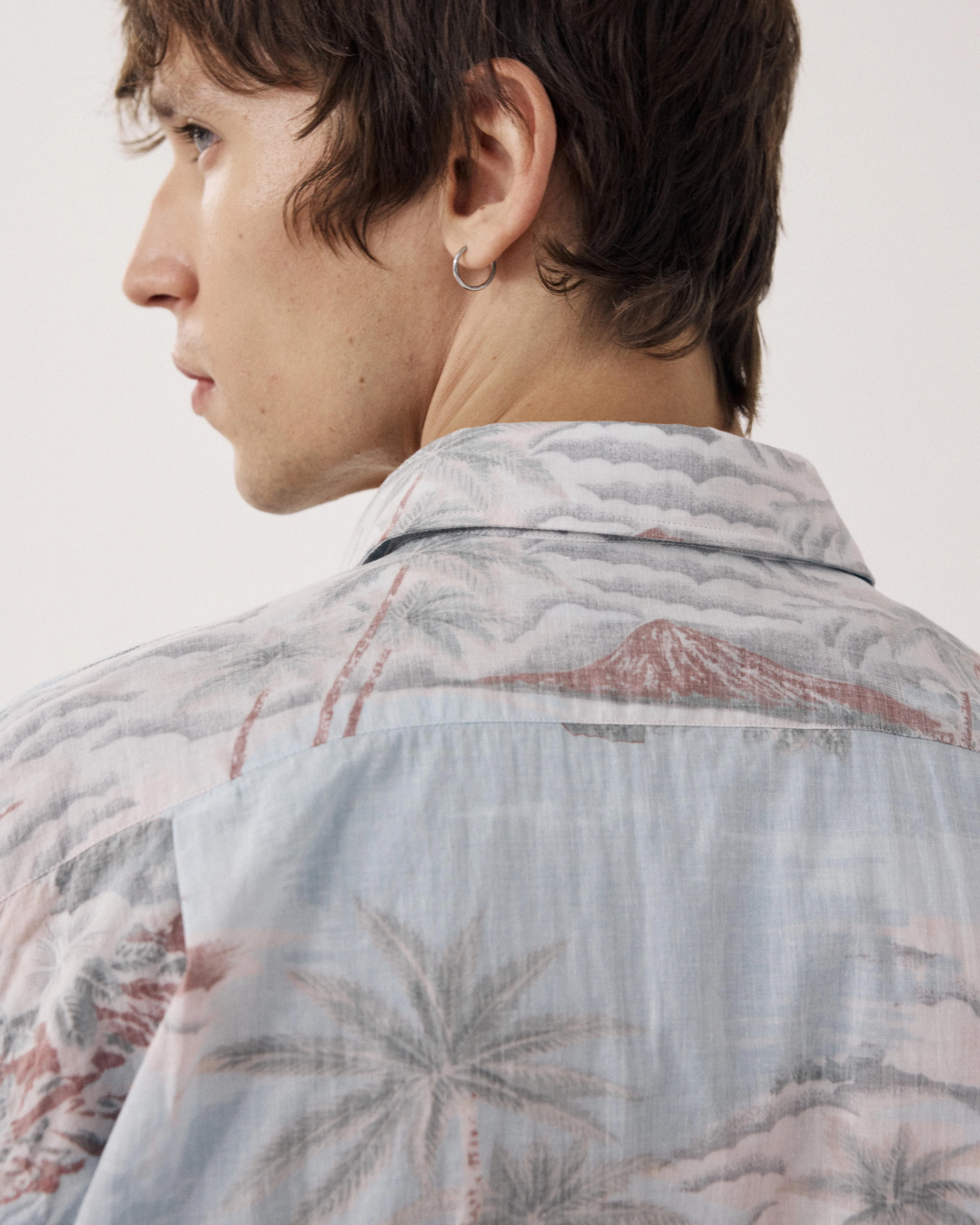 Chemise Homme en Coton Imprimé Hawaï Bleu Ciel Patt sold by Hartford product image thumbnail 5