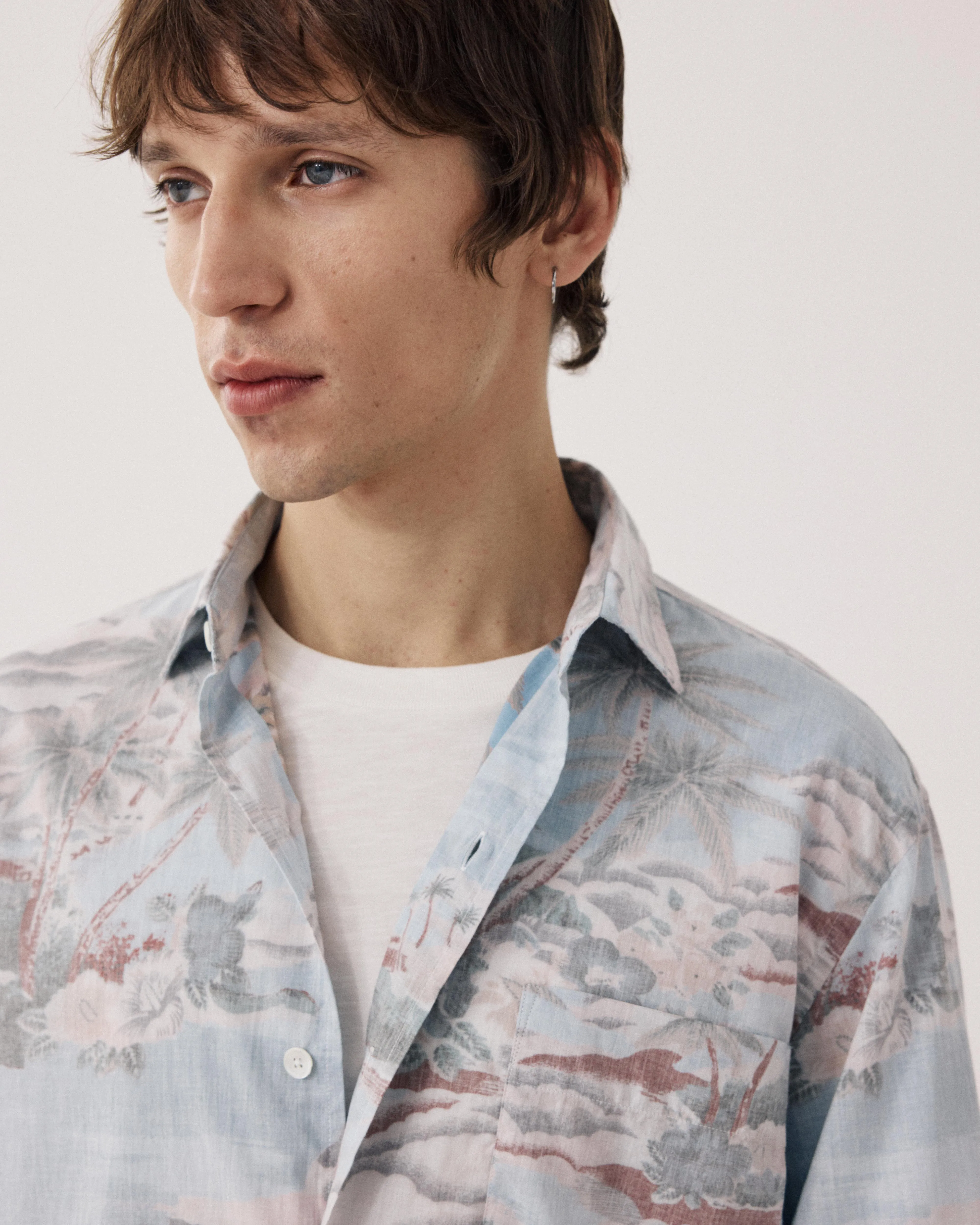 Chemise Homme en Coton Imprimé Hawaï Bleu Ciel Patt sold by Hartford product image thumbnail 4