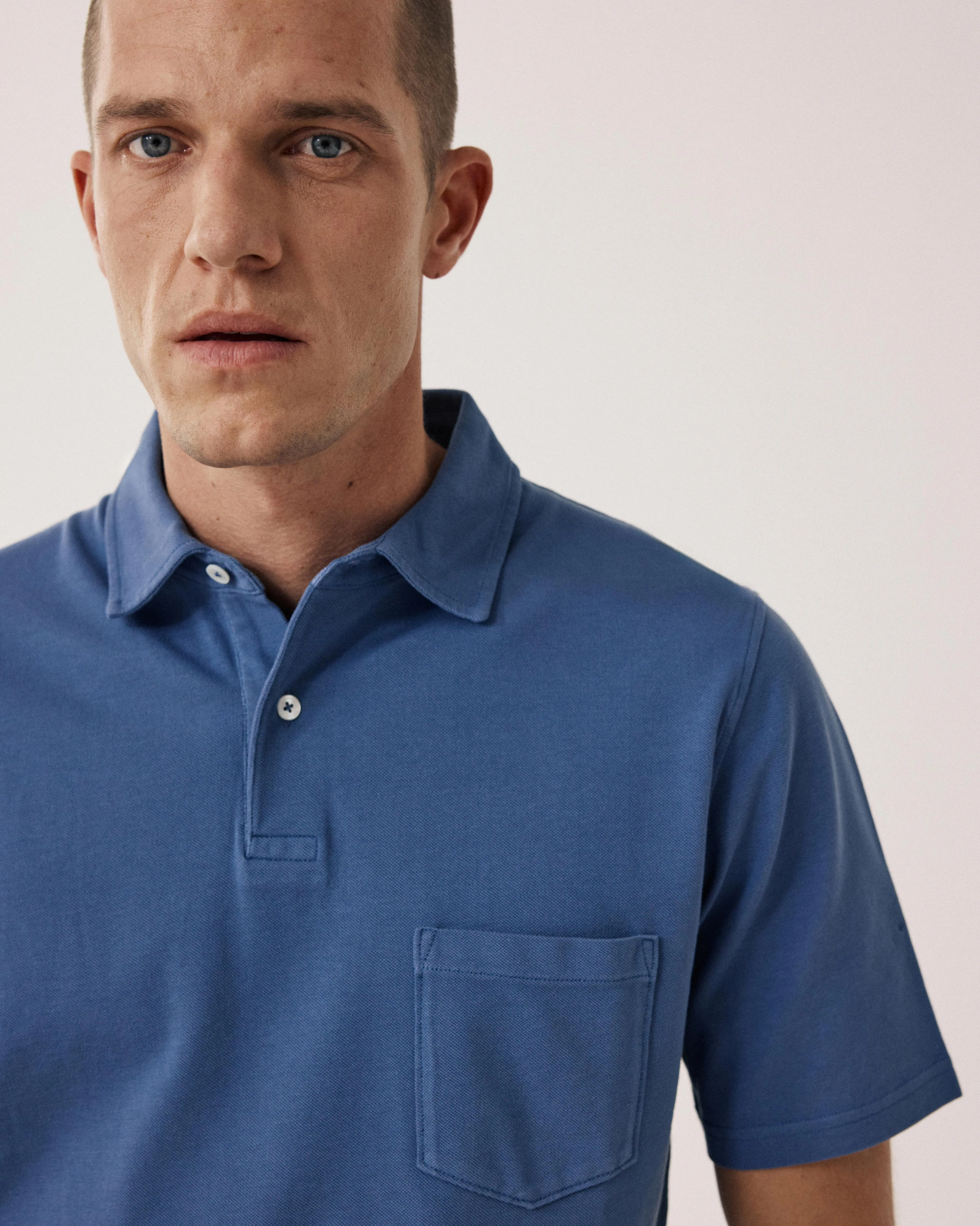 Polo Homme en Coton Piqué Bleu Denim sold by Hartford product image thumbnail 3