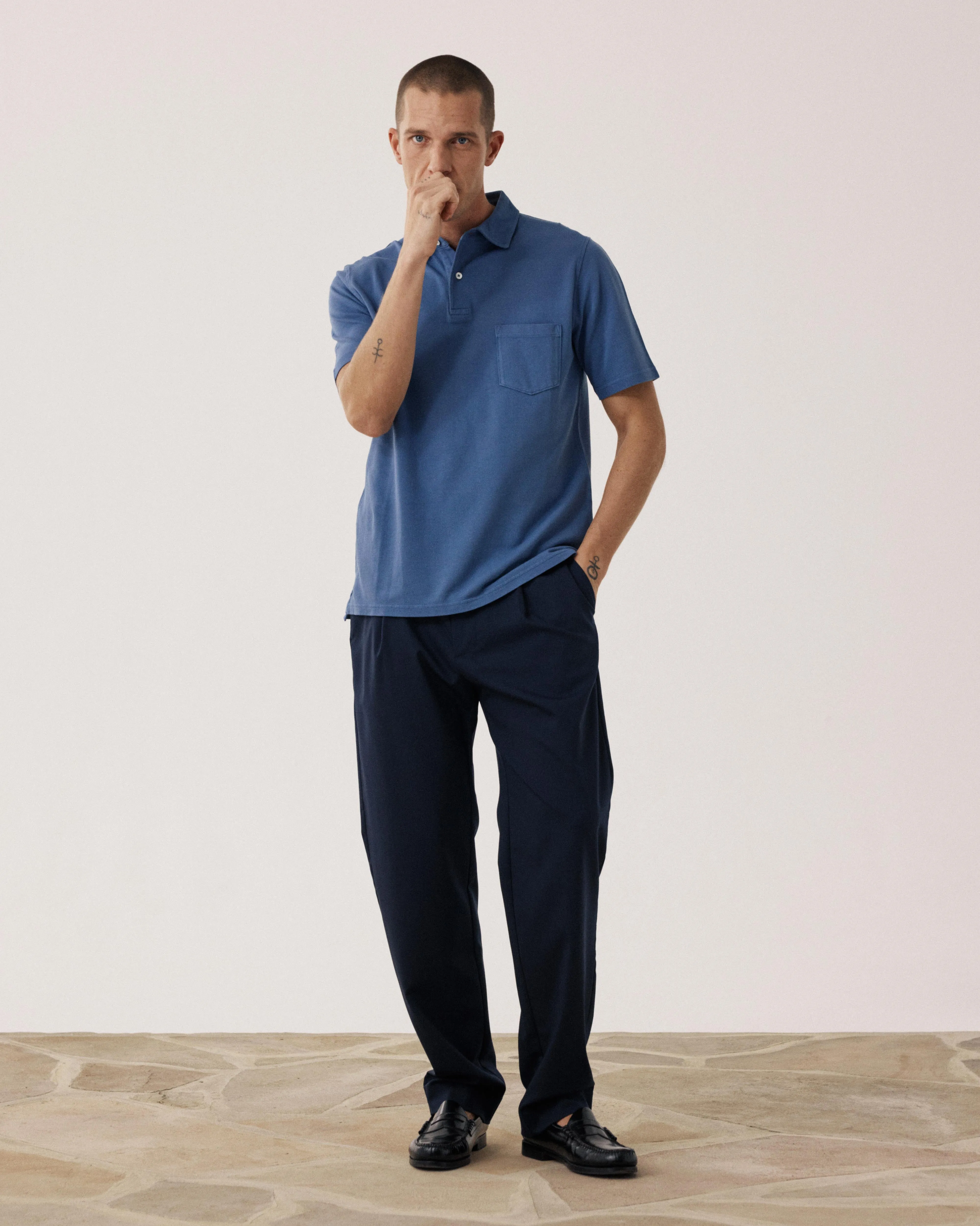 Polo Homme en Coton Piqué Bleu Denim sold by Hartford product image thumbnail 2