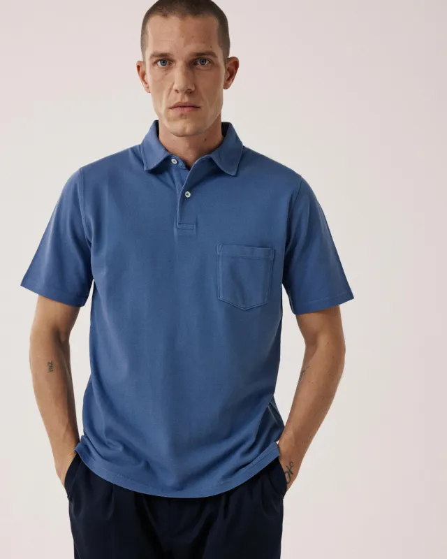 Polo Homme en Coton Piqué Bleu Denim sold by Hartford