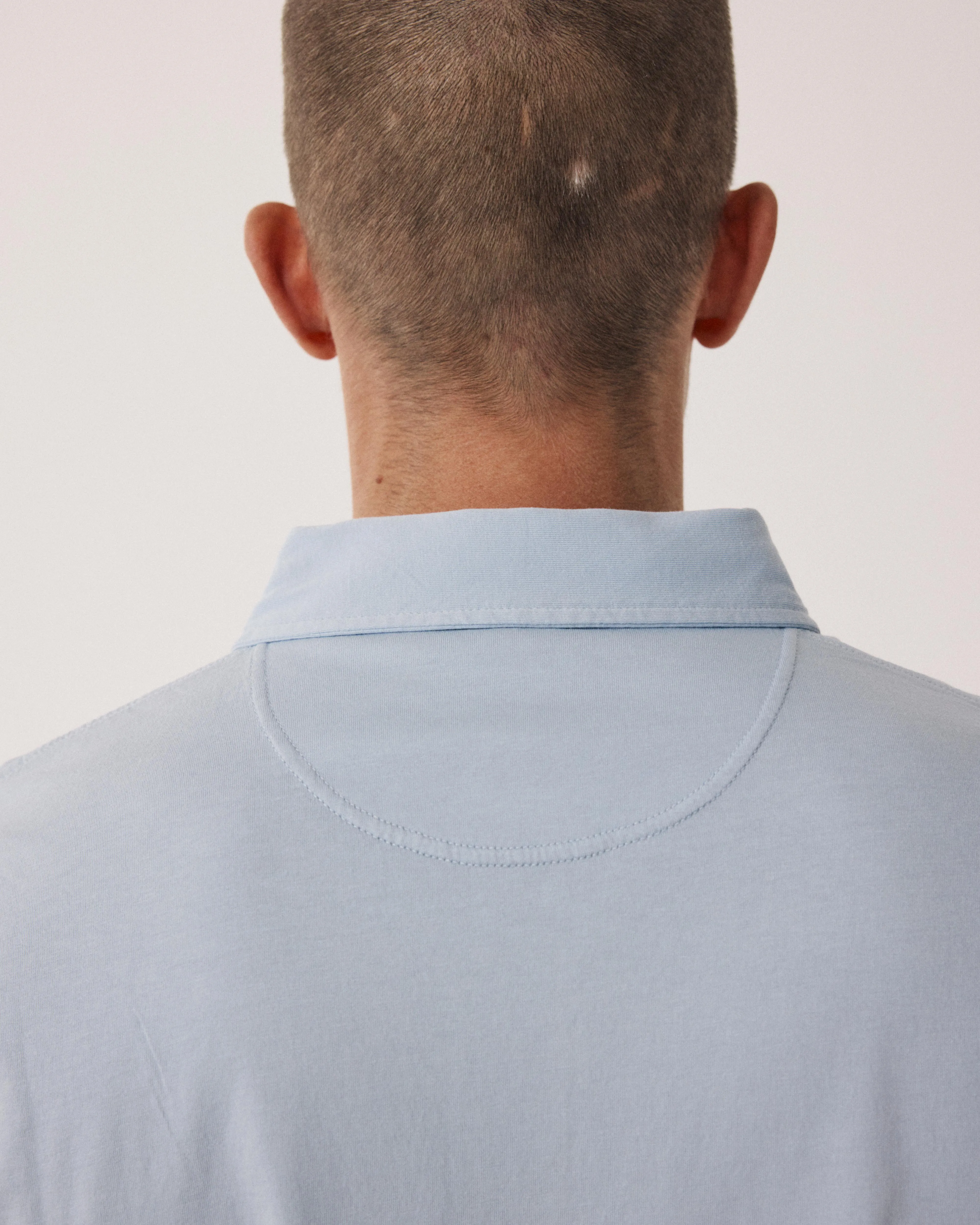 Polo Homme en Jersey de Coton Bleu Clair sold by Hartford product image thumbnail 4