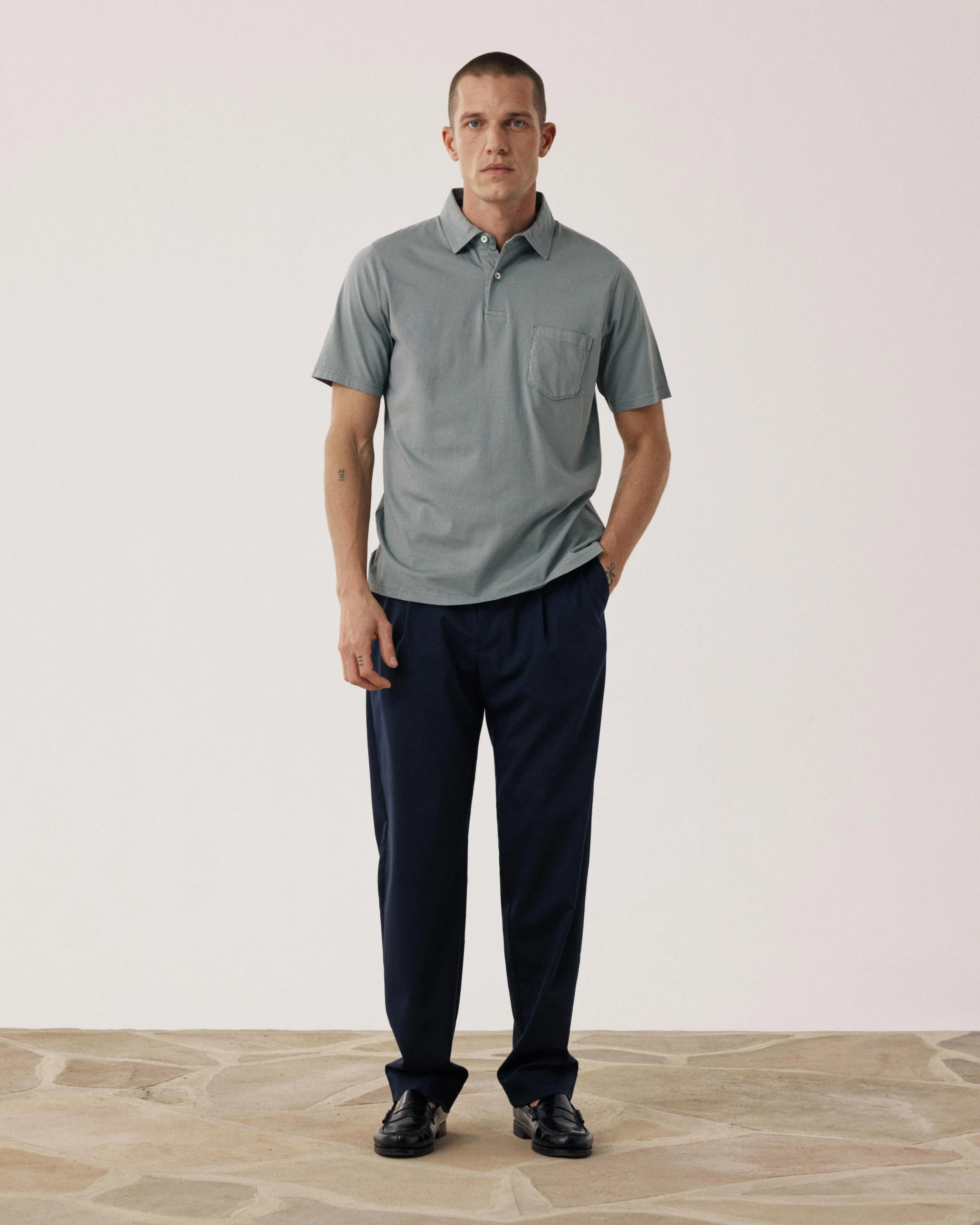 Polo Homme en Jersey de Coton Vert Militaire sold by Hartford product image thumbnail 2