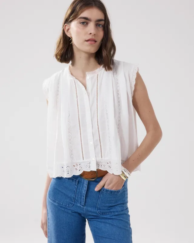 Chemise Femme en Voile De Coton Ecru Cybil sold by Hartford