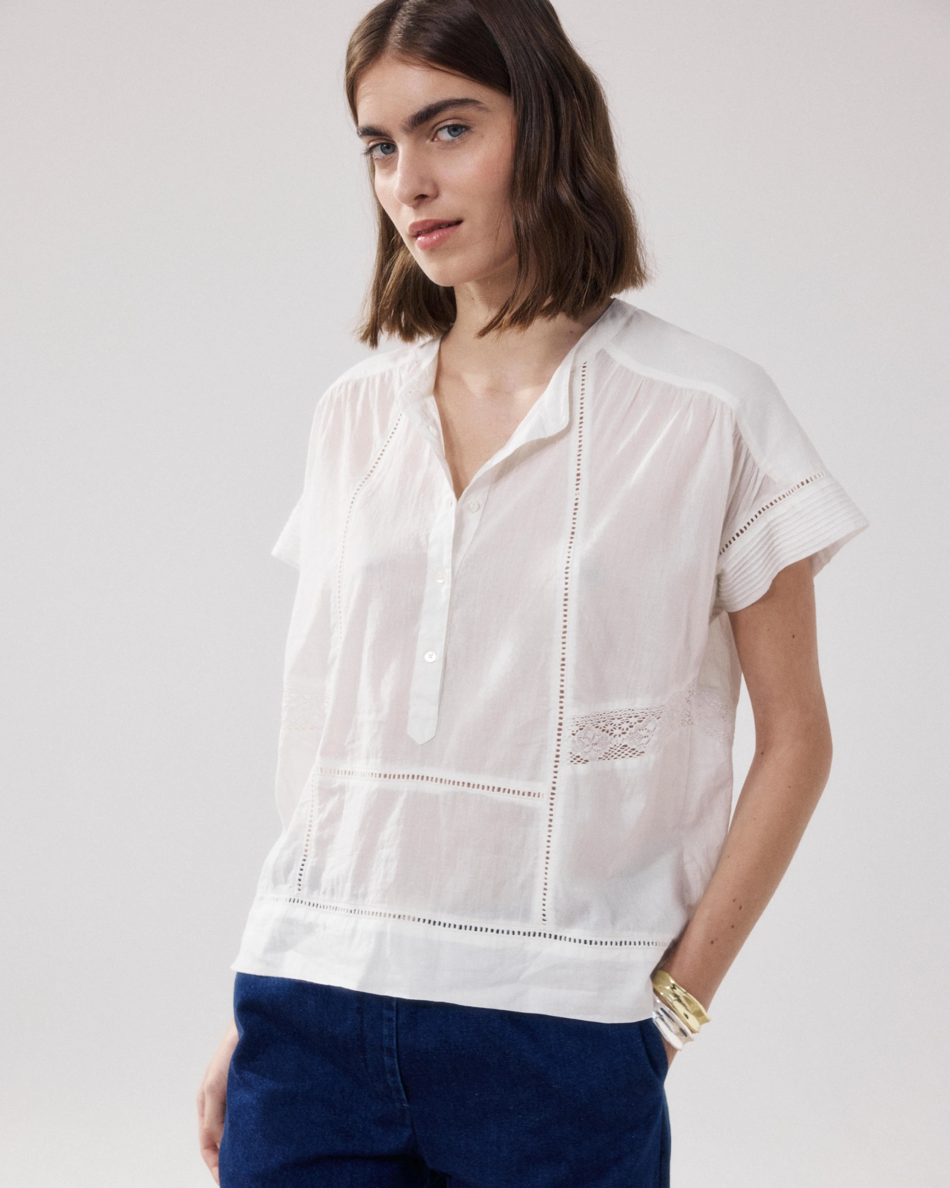 Blouse Femme en Voile De Coton Ecru Cady sold by Hartford product image thumbnail 2