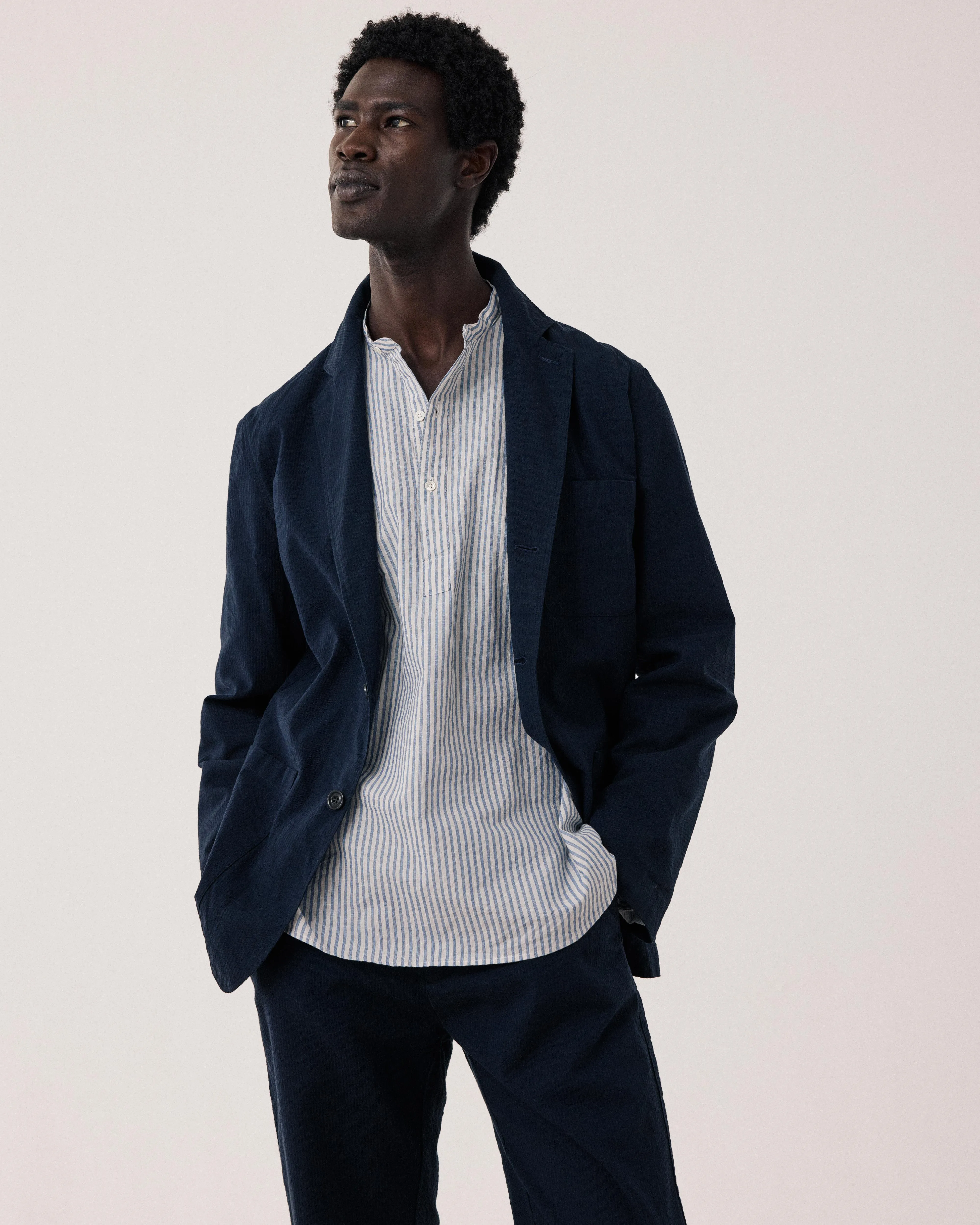 Veste Homme en Seersucker 'Canete' Marine Julian sold by Hartford