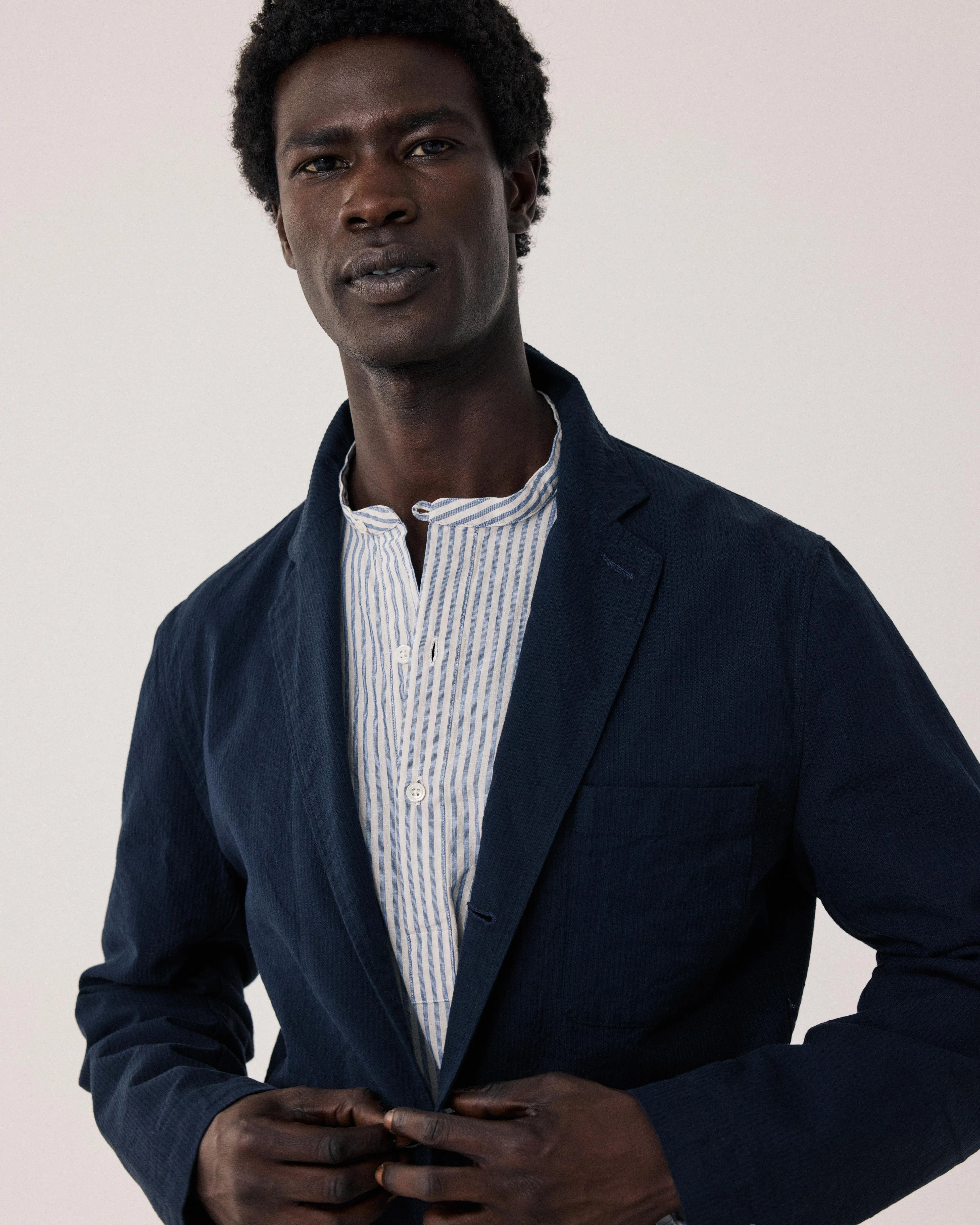 Veste Homme en Seersucker 'Canete' Marine Julian sold by Hartford product image thumbnail 4