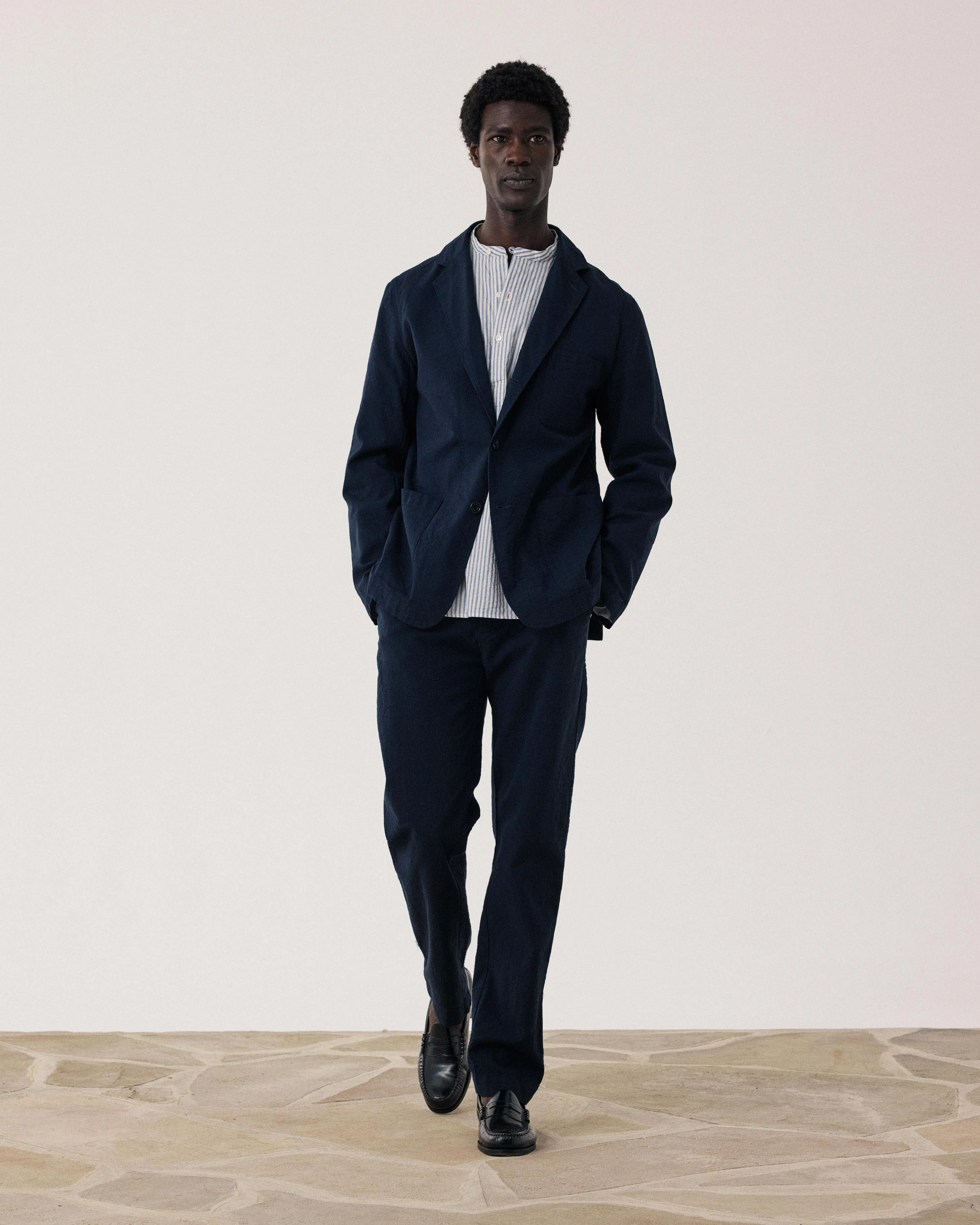 Veste Homme en Seersucker 'Canete' Marine Julian sold by Hartford product image thumbnail 2