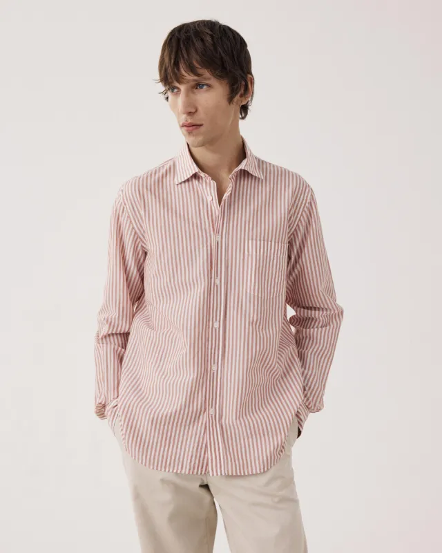 Chemise Homme en Fil-à-fil Rayé Orange & Blanc Paul made by Hartford