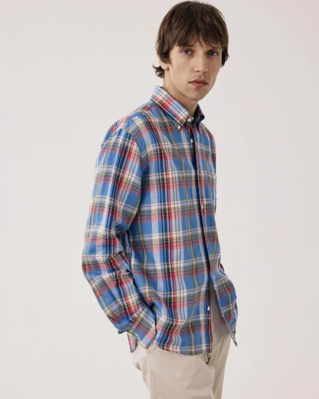 Chemise Homme en Madras de Lin & Coton Pitt made by Hartford
