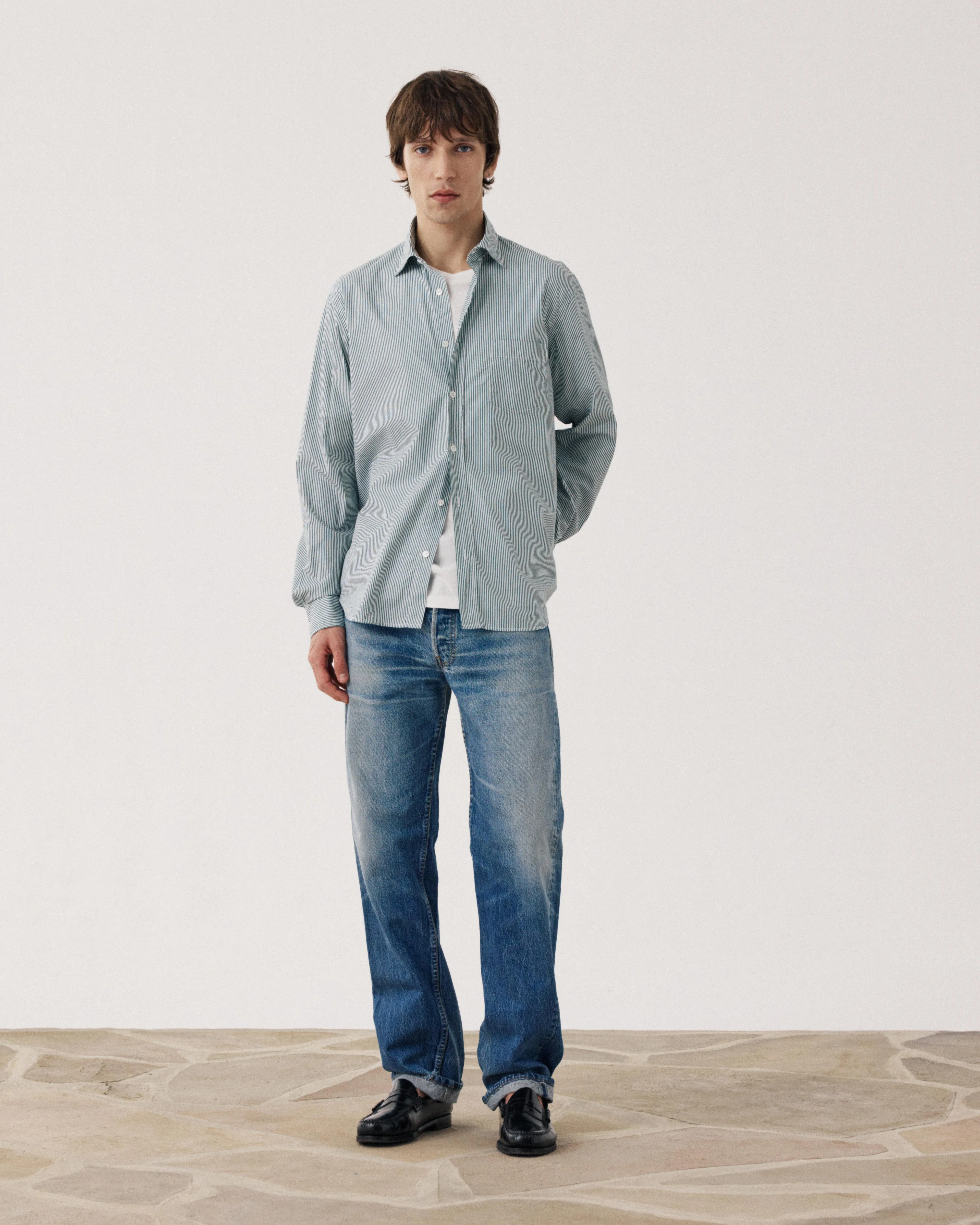 Chemise Homme en Popeline Vert & Blanc Paul sold by Hartford product image thumbnail 2