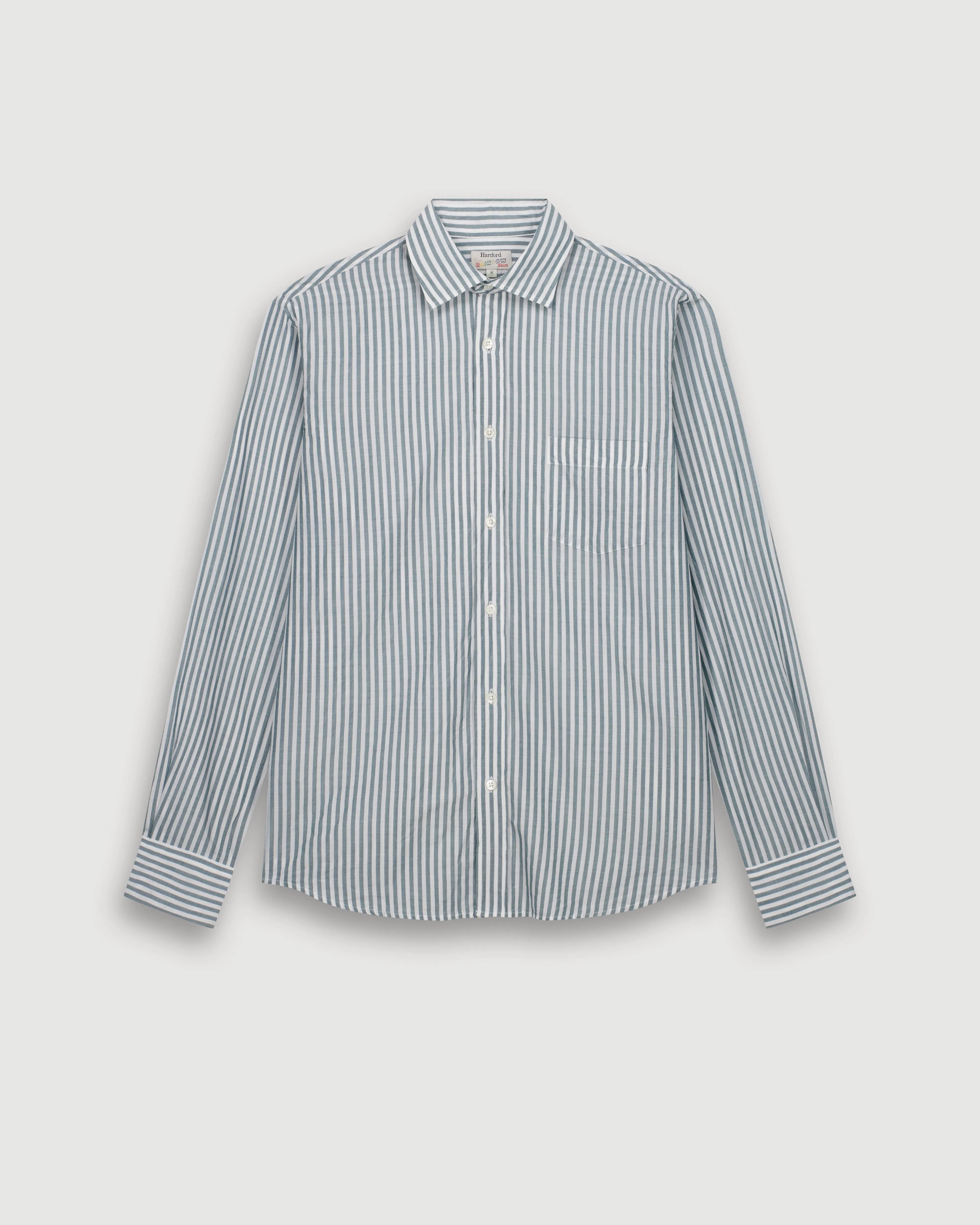 Chemise Homme en Fil-à-fil Rayé Vert & Blanc Paul sold by Hartford product image thumbnail 3