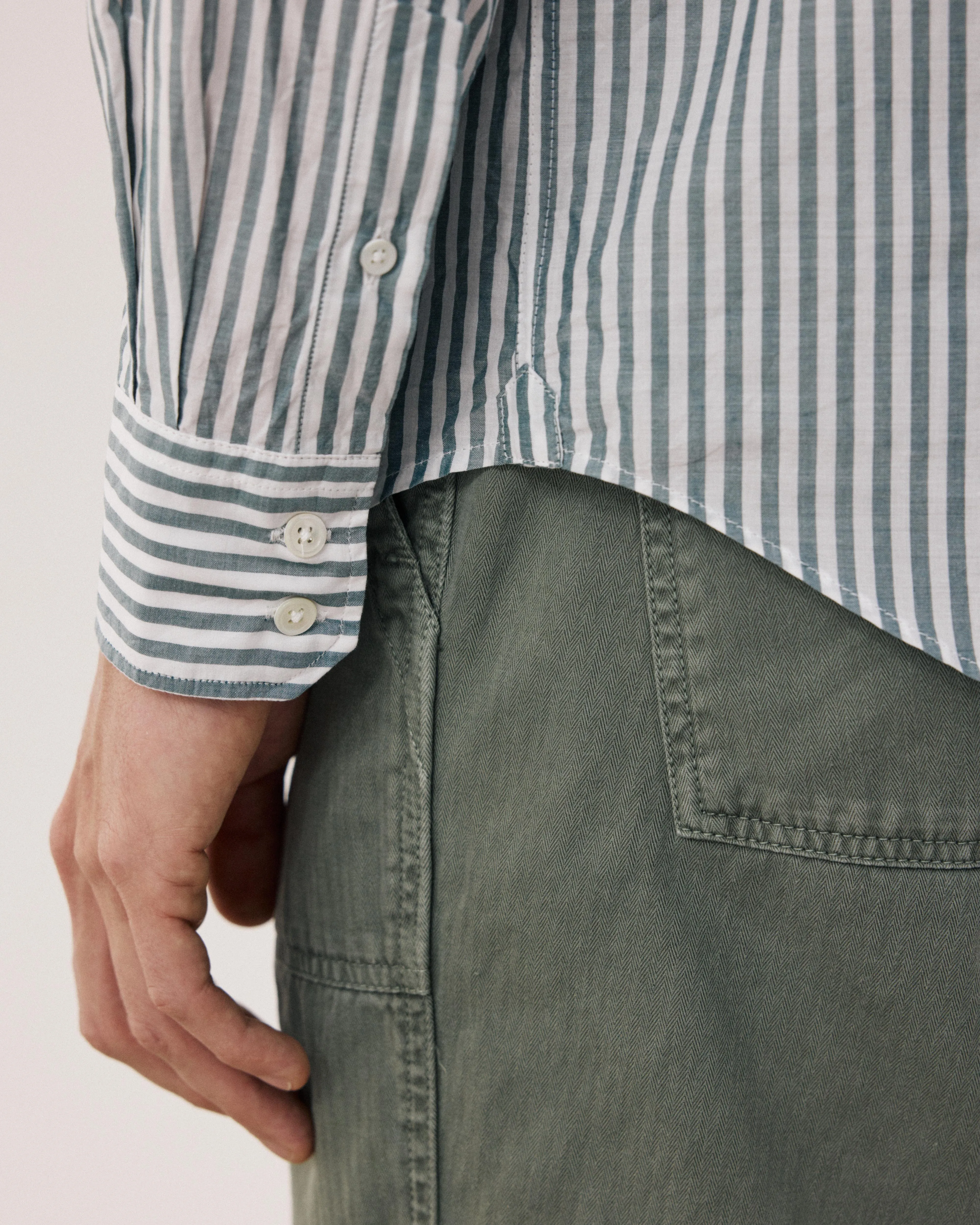 Chemise Homme en Fil-à-fil Rayé Vert & Blanc Paul sold by Hartford product image thumbnail 5