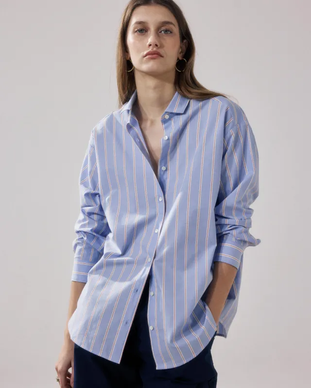 Chemise Femme en Popeline Bleu & Rouge Charlot made by Hartford