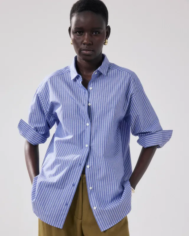 Chemise Femme en Popeline Bleu & Blanc Charlot sold by Hartford