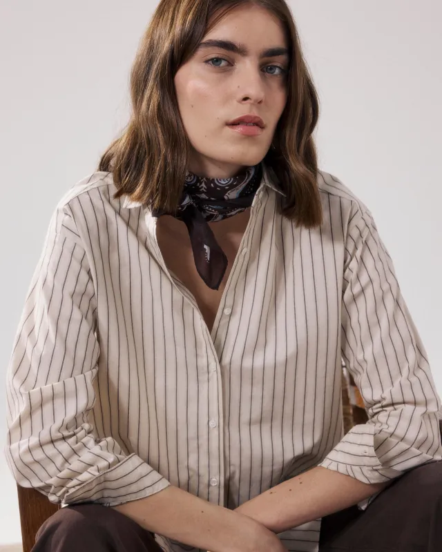 Chemise Femme en Popeline Beige & Marron Charlot sold by Hartford