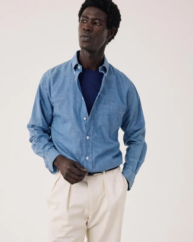 Chemise Homme en Chambray Léger Bleu Indigo Pitt made by Hartford