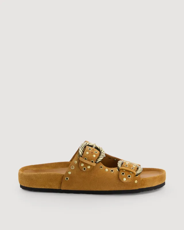 Sandales Femme en Cuir Suédé Camel Amber made by Hartford
