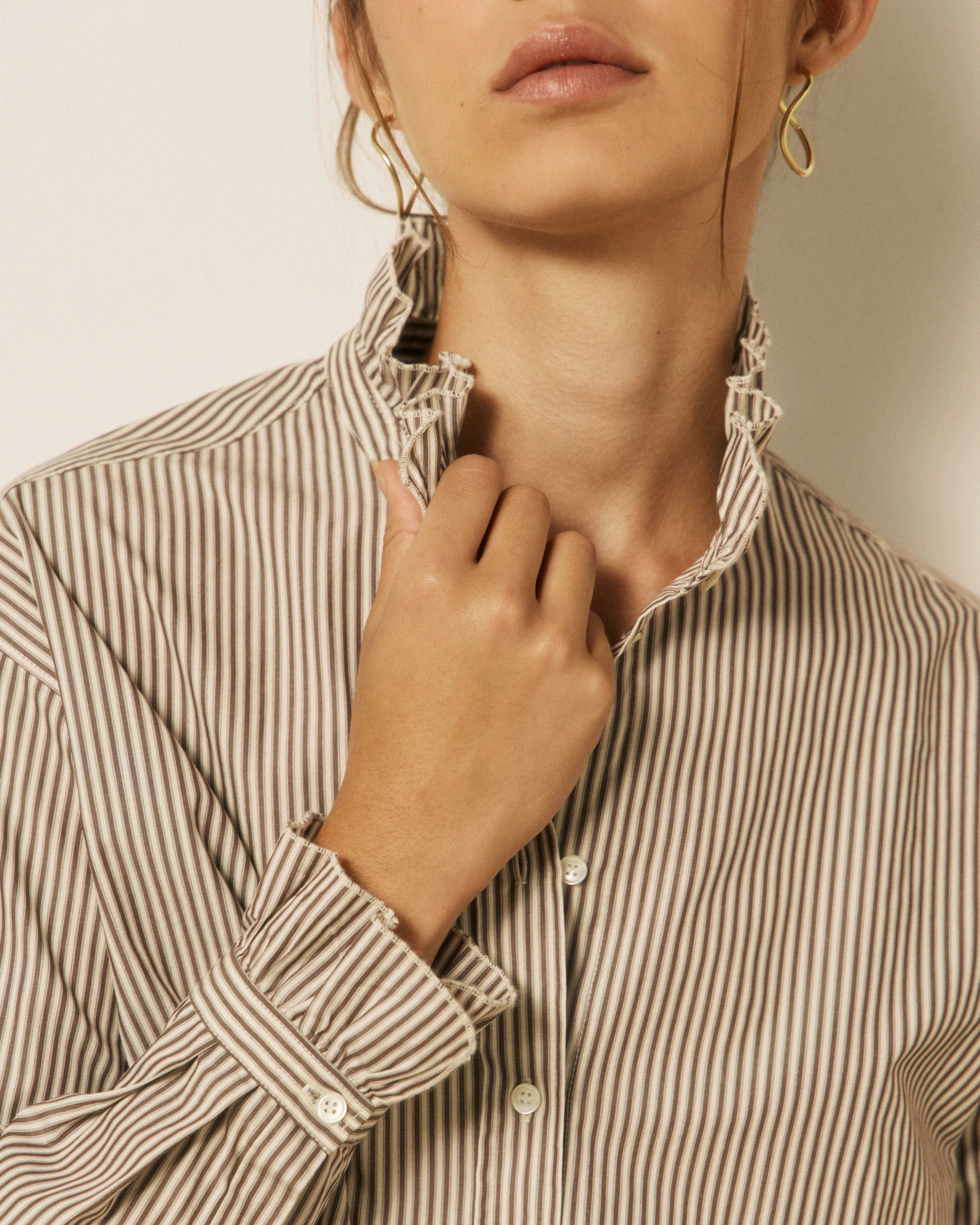 Chemise Femme en Coton à Rayures Marron Chana sold by Hartford product image thumbnail 2