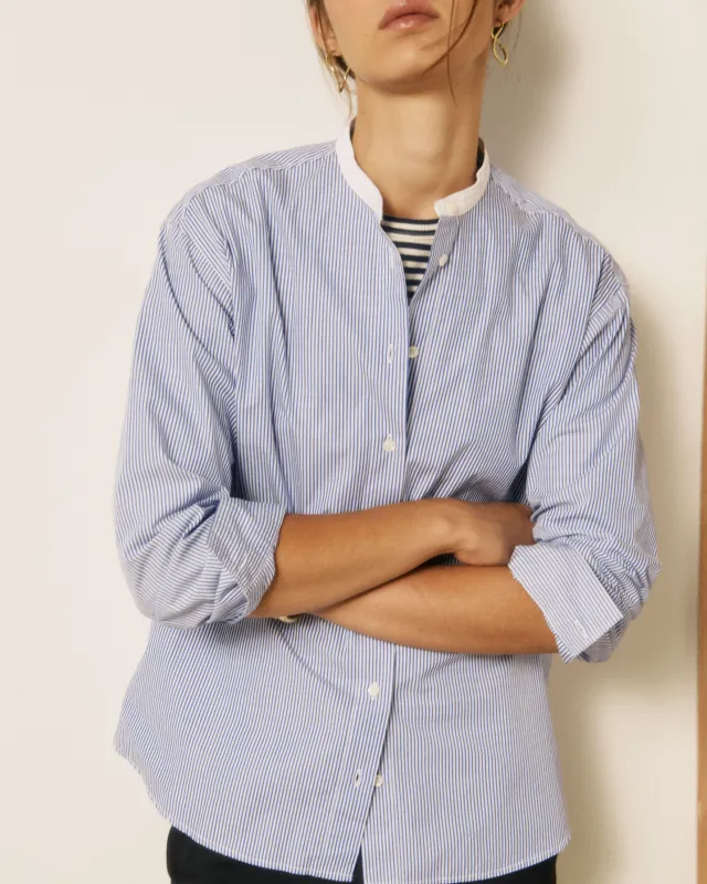 Chemise Femme en Coton à Rayures Bleu Challenge made by Hartford