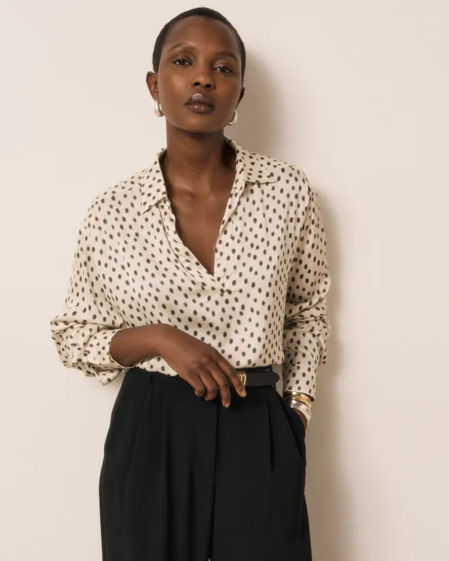 Blouse Femme en Viscose à Pois Blanc & Noir Chorus made by Hartford