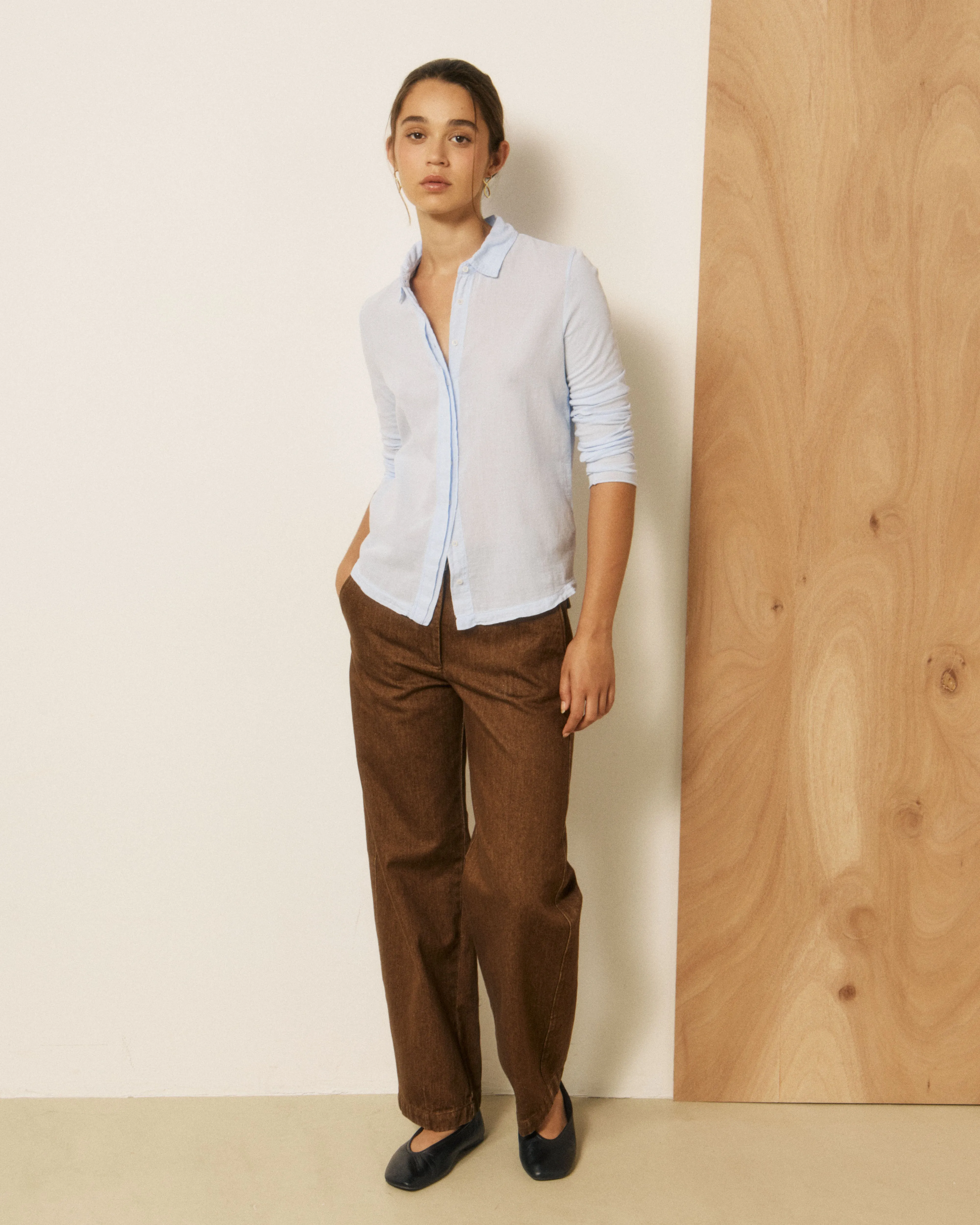 Chemise Femme en Coton Double Face Bleu Ciel Tahina sold by Hartford product image thumbnail 3