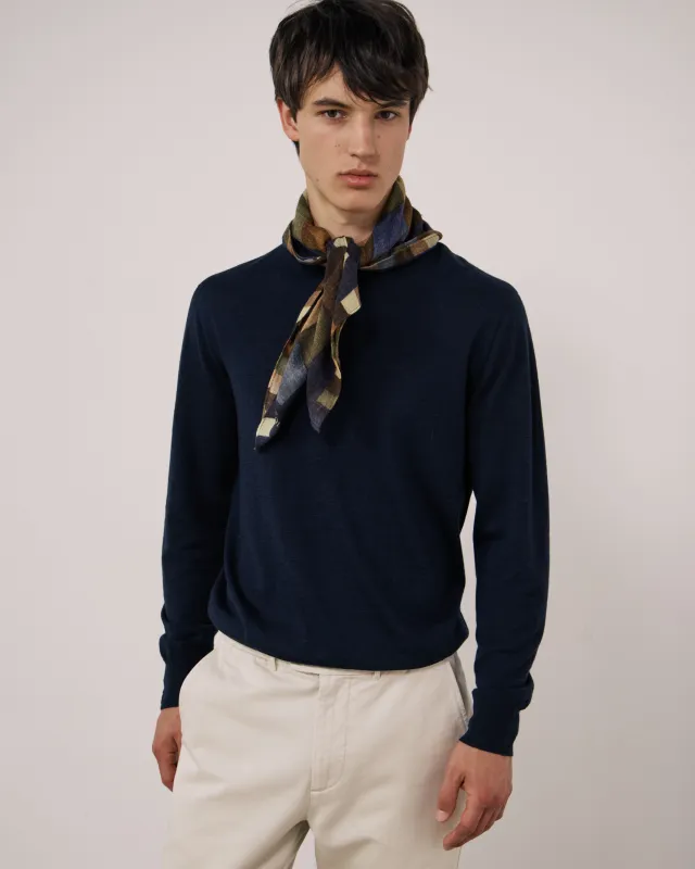 Echarpe Homme en Laine imprimée Géométrique Bleu Bandana made by Hartford
