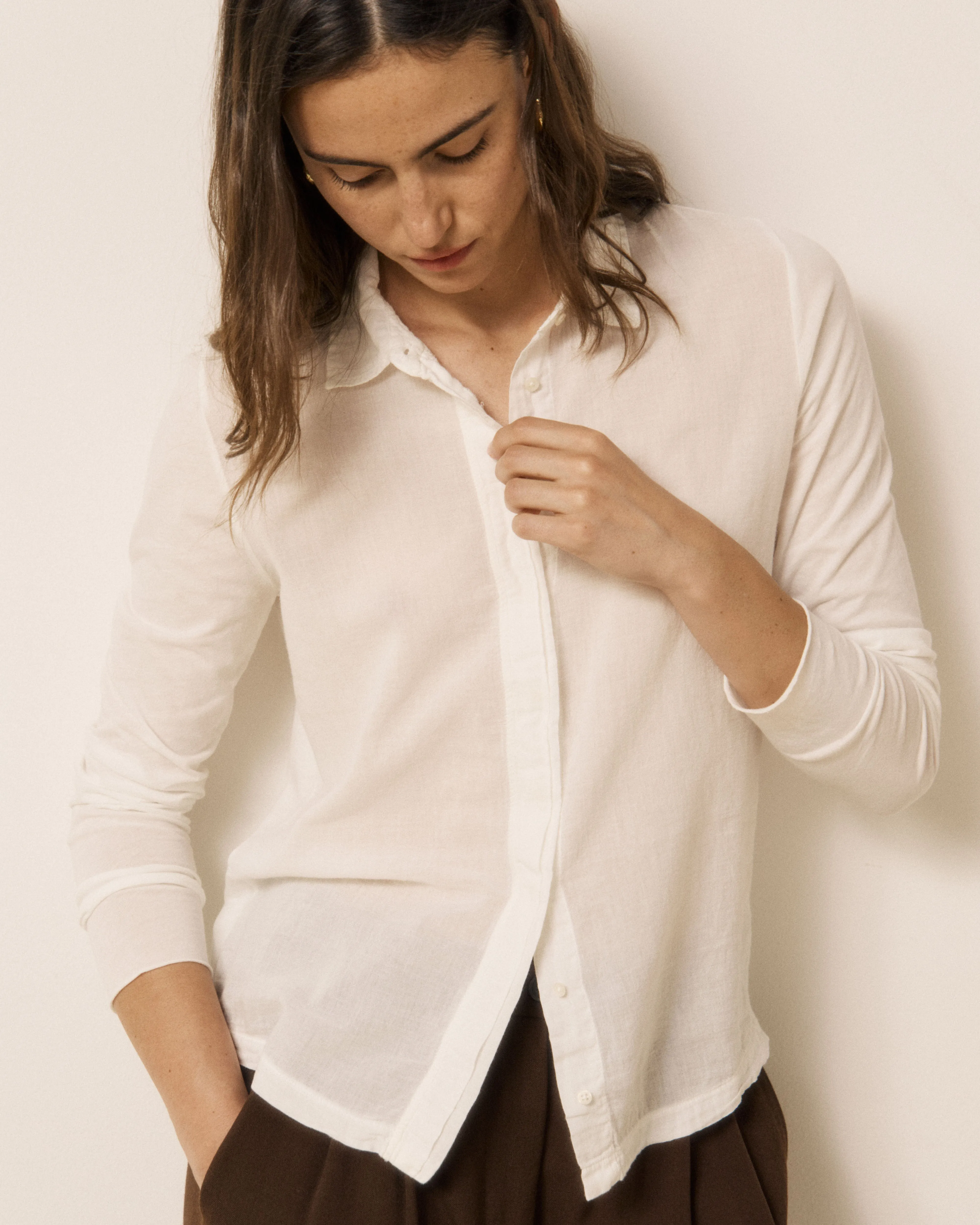 Chemise Femme en Coton Double Face Ecru Tahina sold by Hartford product image thumbnail 2