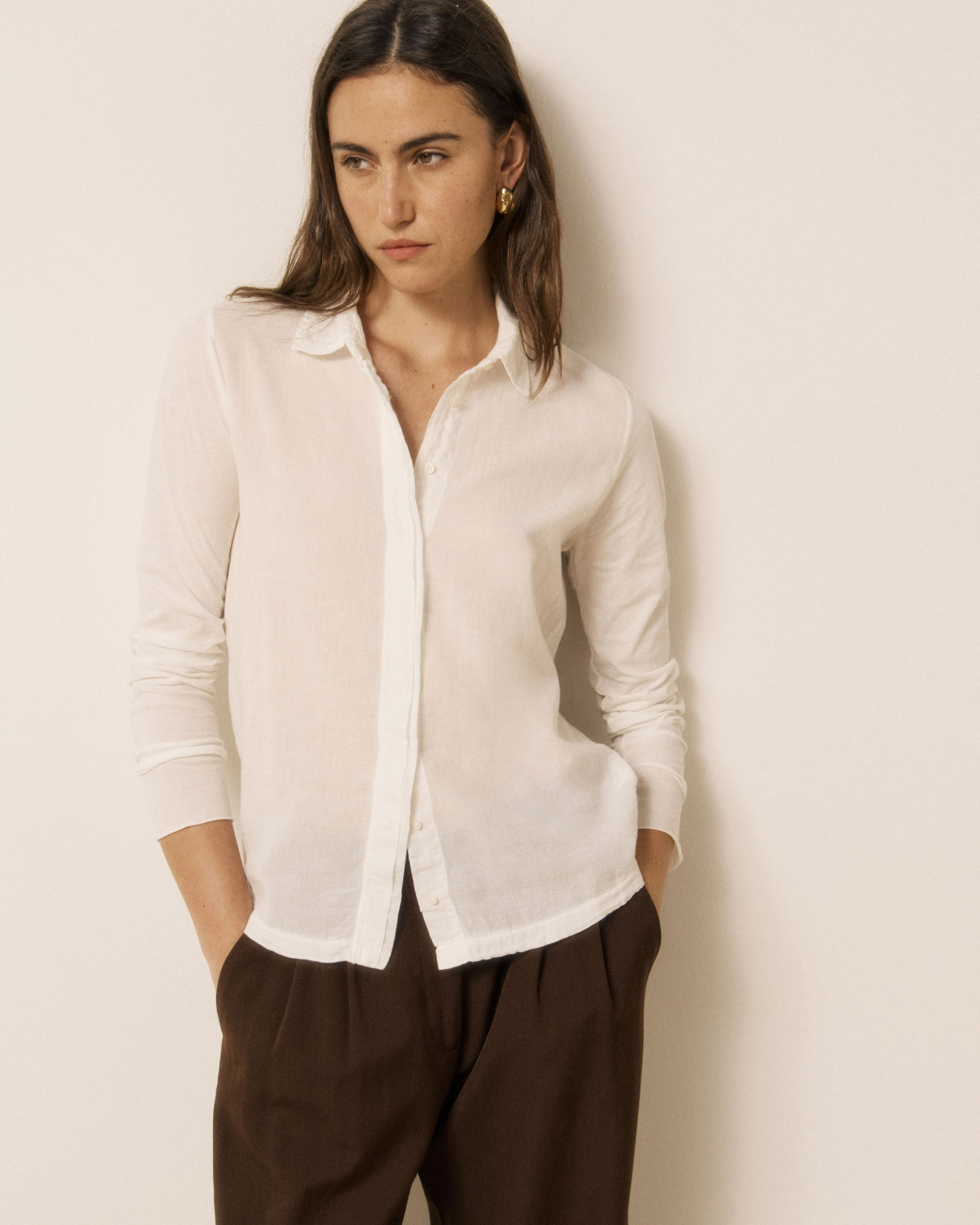 Chemise Femme en Coton Double Face Ecru Tahina sold by Hartford product image thumbnail 3